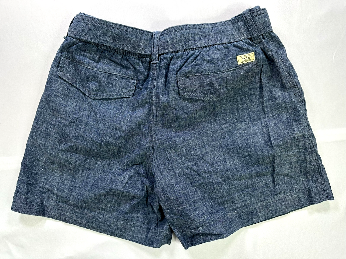 Women's Polo Ralph Lauren Lightweight Blue Denim Linen Tie Belt Shorts- Size SP
