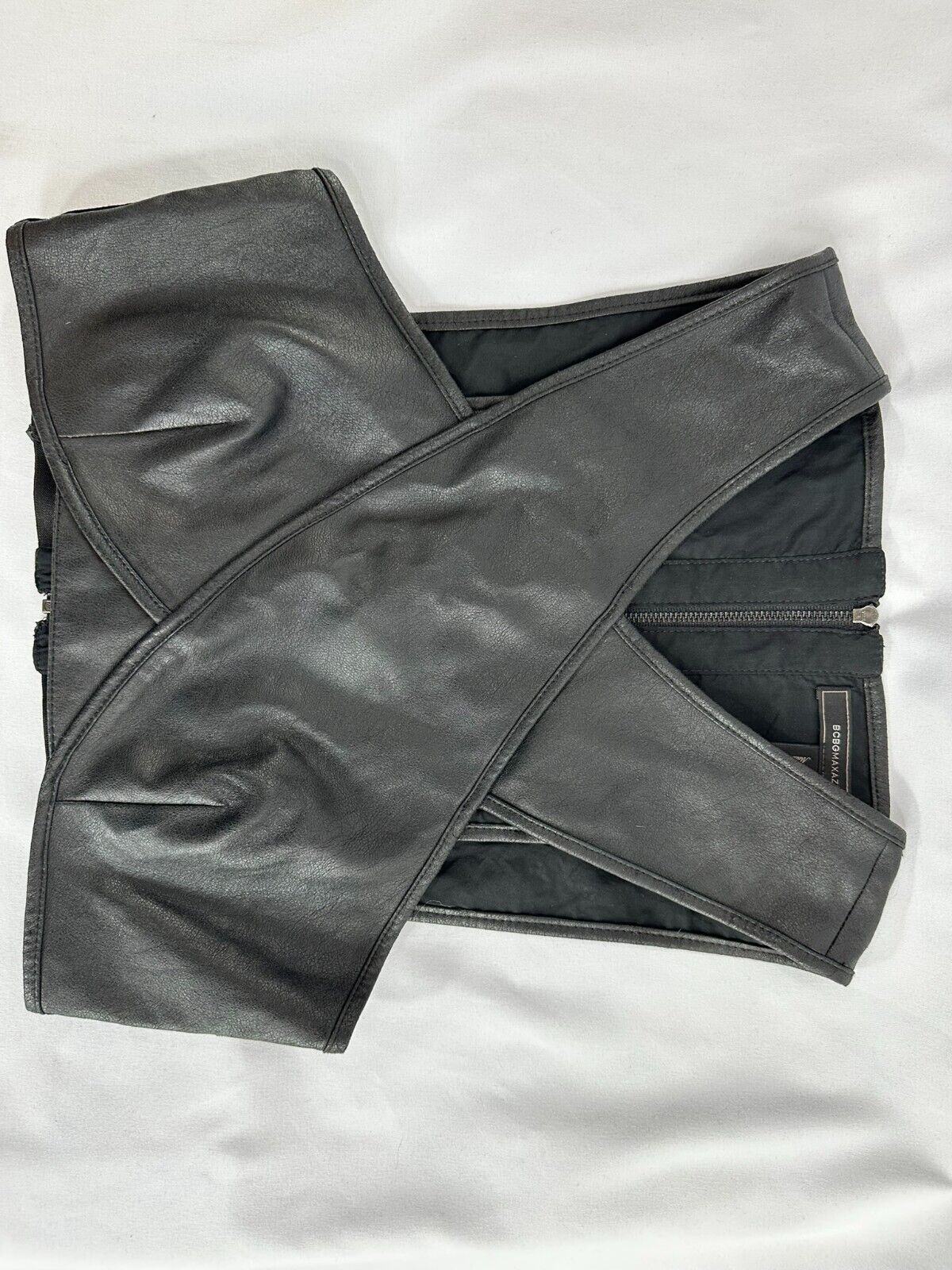 Women's BCBG Maxazria Black Leather Style Vest- Size XXS