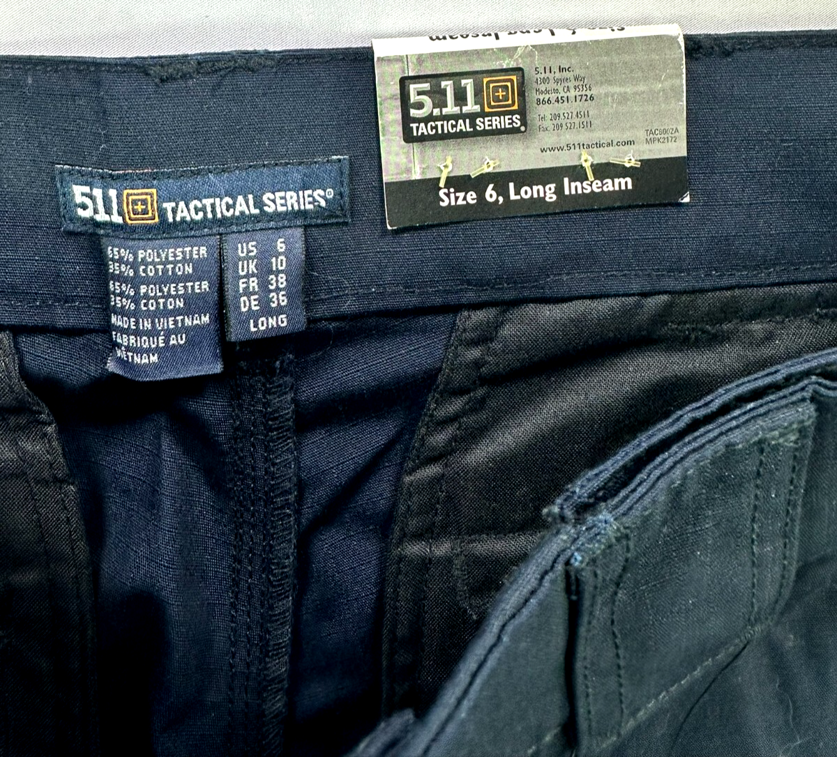 Women's Navy Blue 5.11 Tactical Series TDU Cargo Pants (Long Inseam)- Size 6