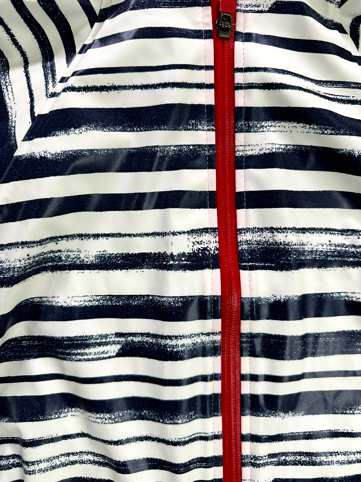 Kid's Boys Blue & White Stripe H&M Hooded Rain Jacket- Size 1-2Y