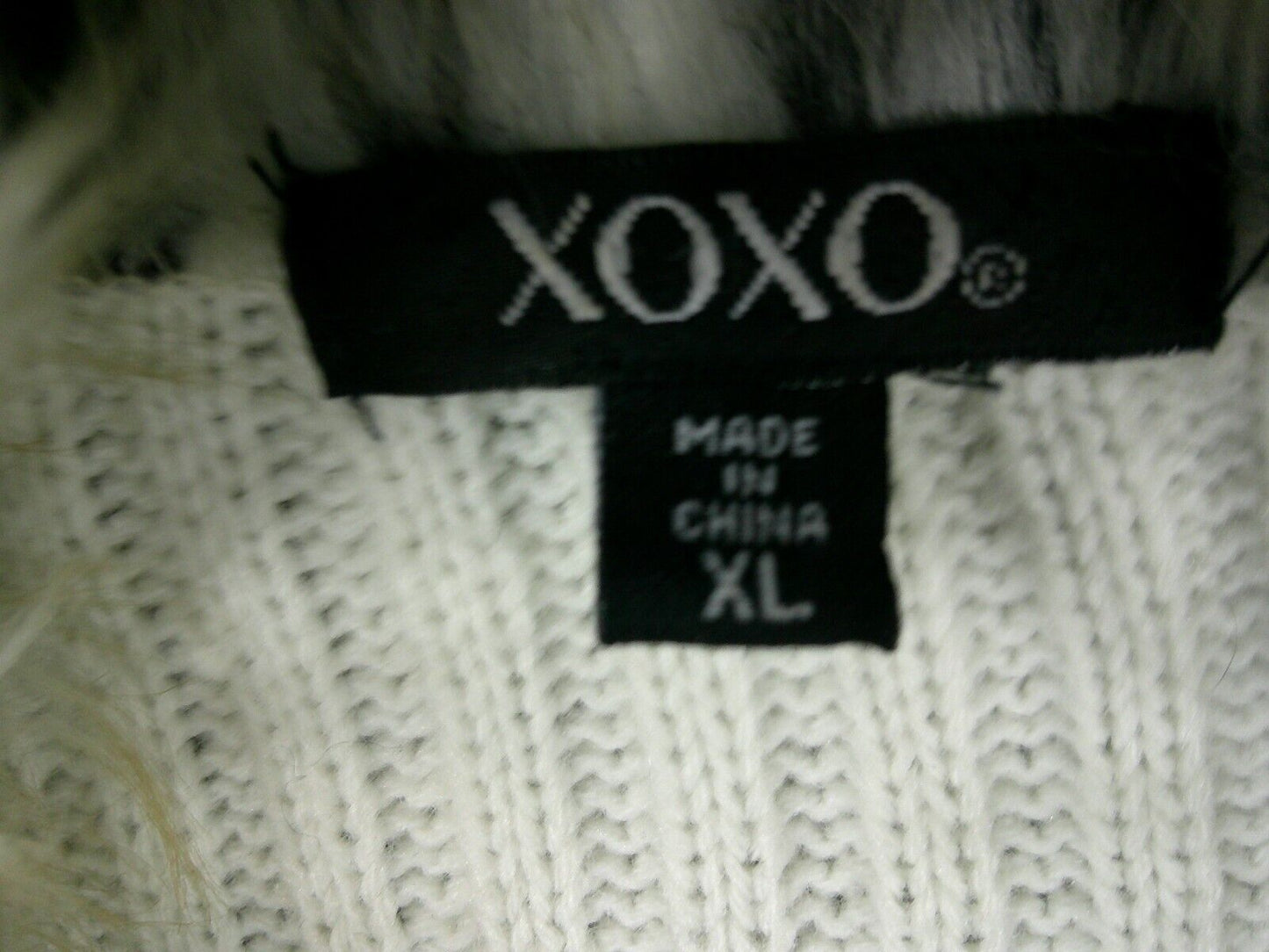 Women's XOXO Ivory Sweater Vest Faux Fur Front - Size XL
