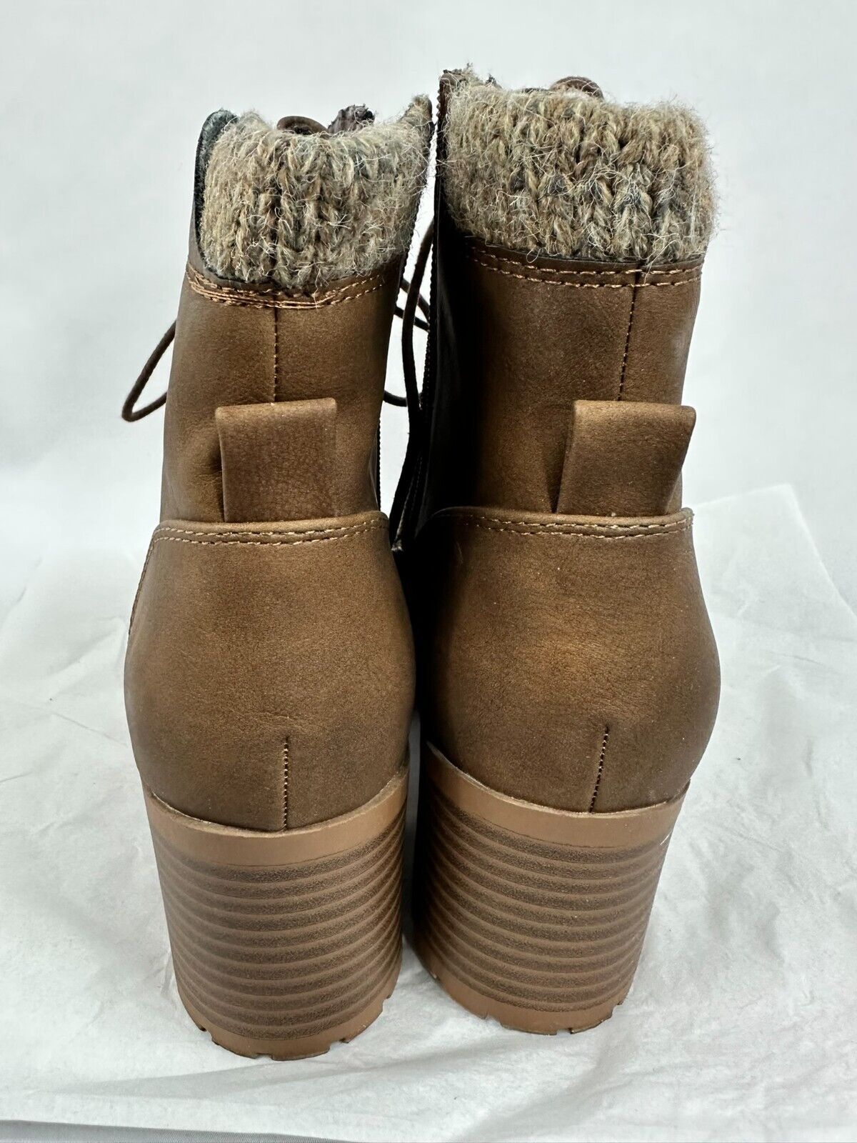 Women's Soda Chunky Heel Combat Ankle Boot Lace Up/Side Zipper- Size 9
