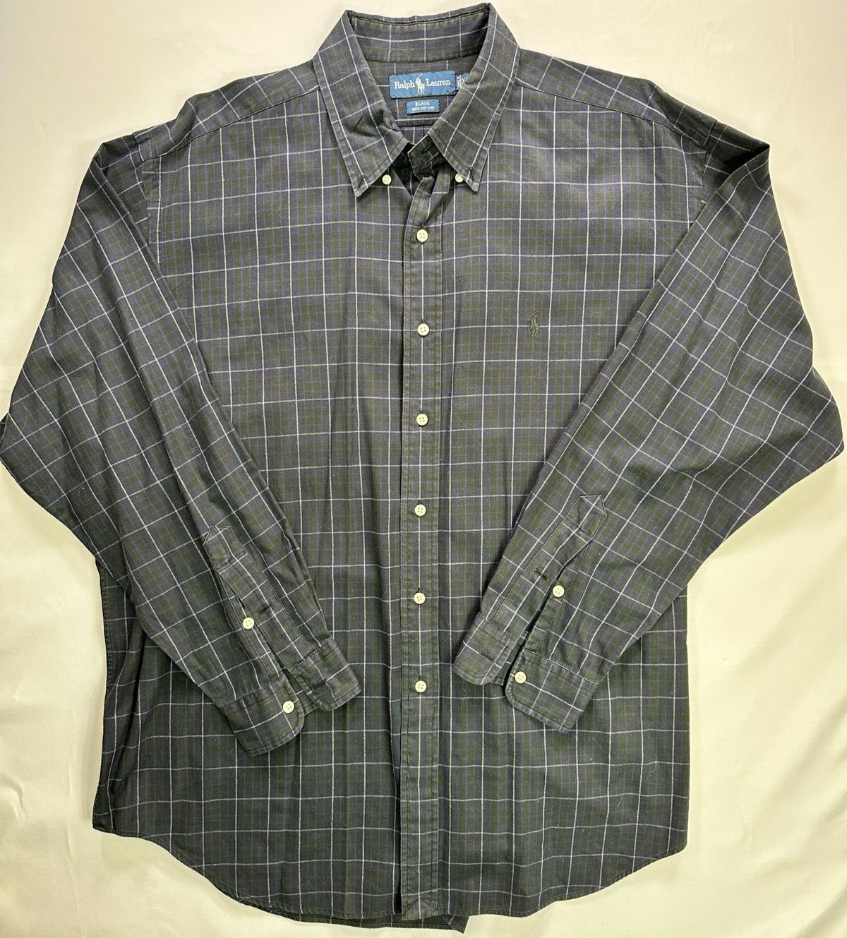 Men's Ralph Lauren Black Blake Collection Long Sleeve Button Shirt- Size XL