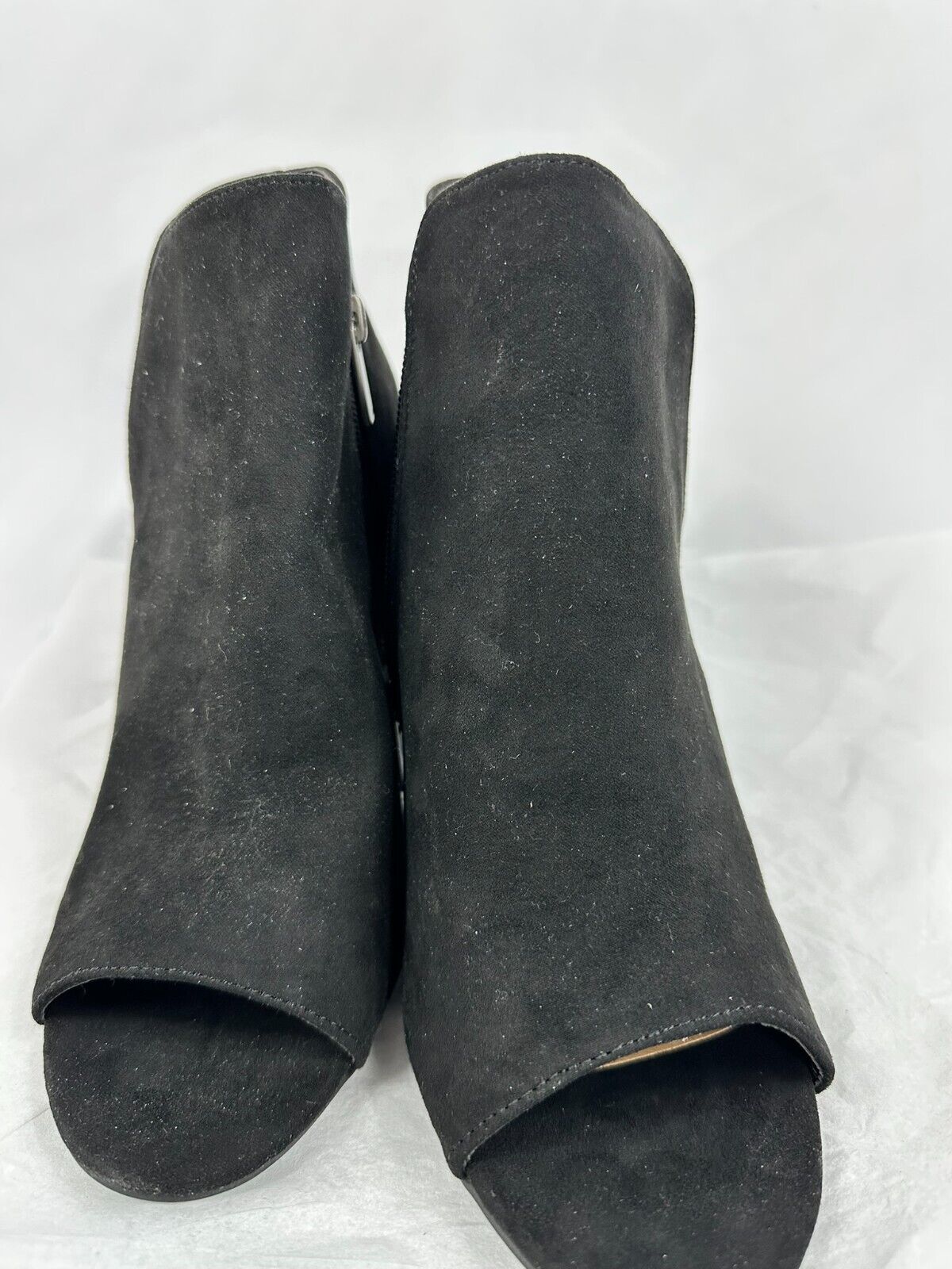 Women's Bamboo Black Open Toe Zip Up Platform Boot- Size 9