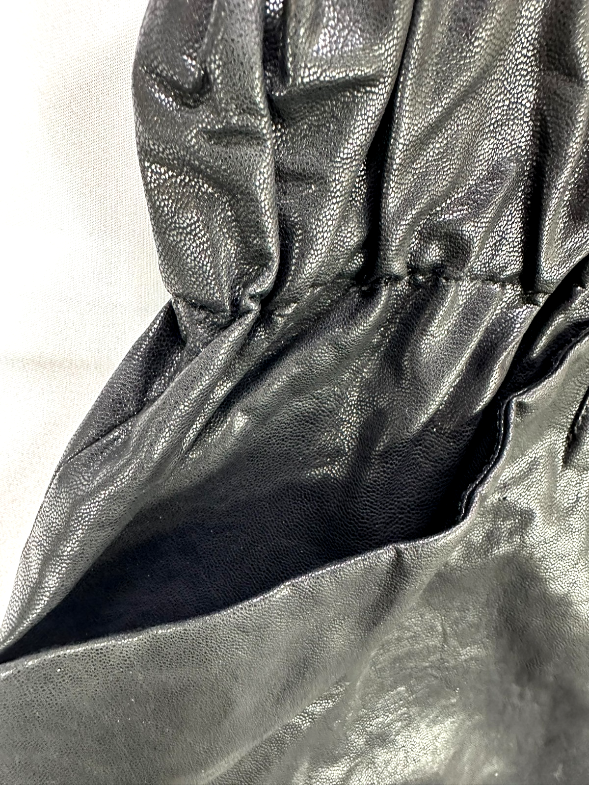 Women's Zara Black Faux Leather Elastic Waist With Pockets Mini Skirt- Size M