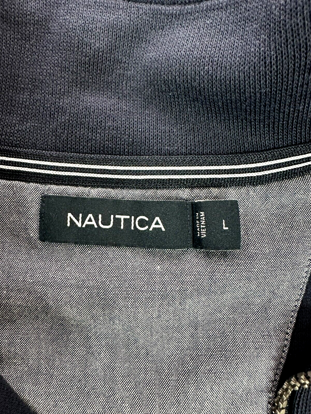Men's Nautica Navy Blue 1/4 Zip Knit Pullover- Size L