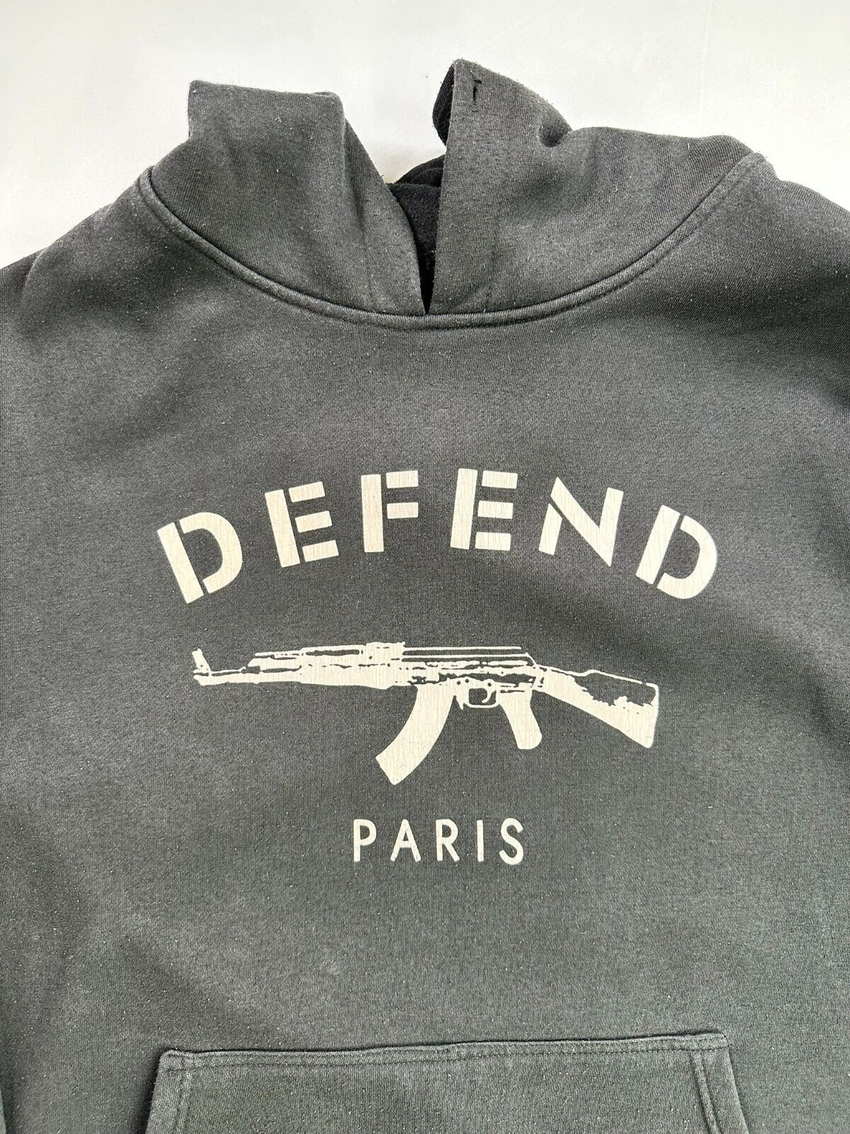 Men's Black Defend Paris Hooded Sweatshirt- Size 2XL