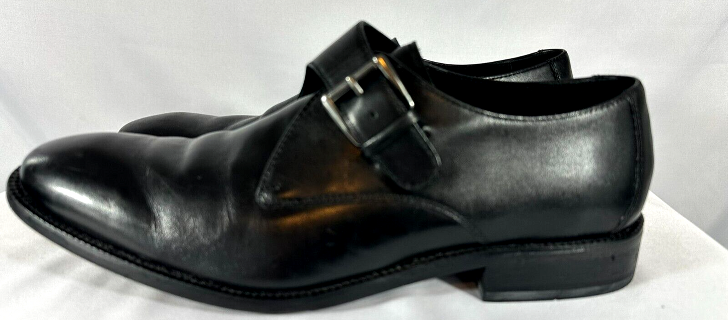 Men's Cole Haan Black Leather Monk Strap Single Buckle Shoes- Size 10
