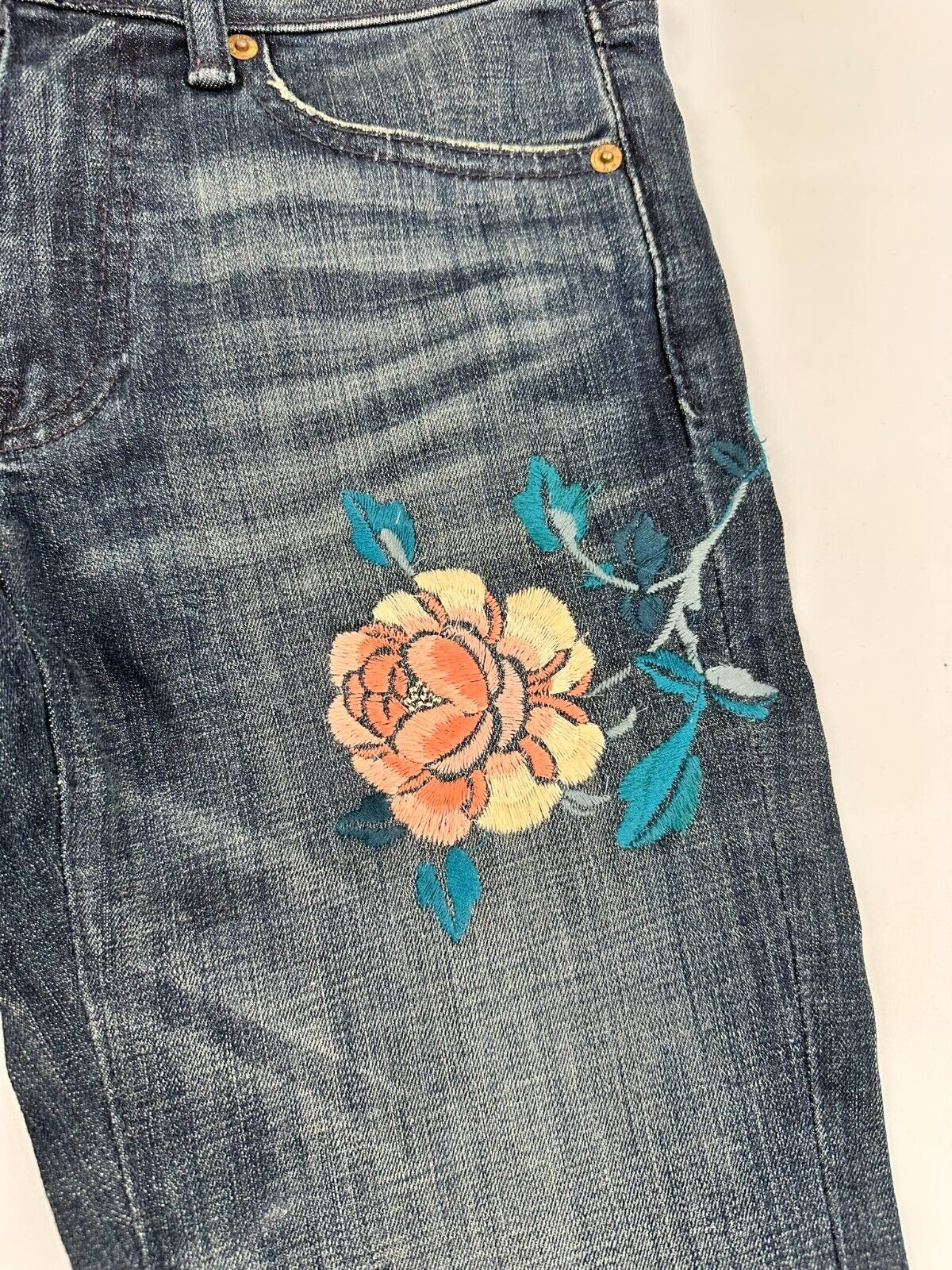 Women's Polo Ralph Lauren #26 Tompkins Skinny Crop- Floral Embroider- Waist 26
