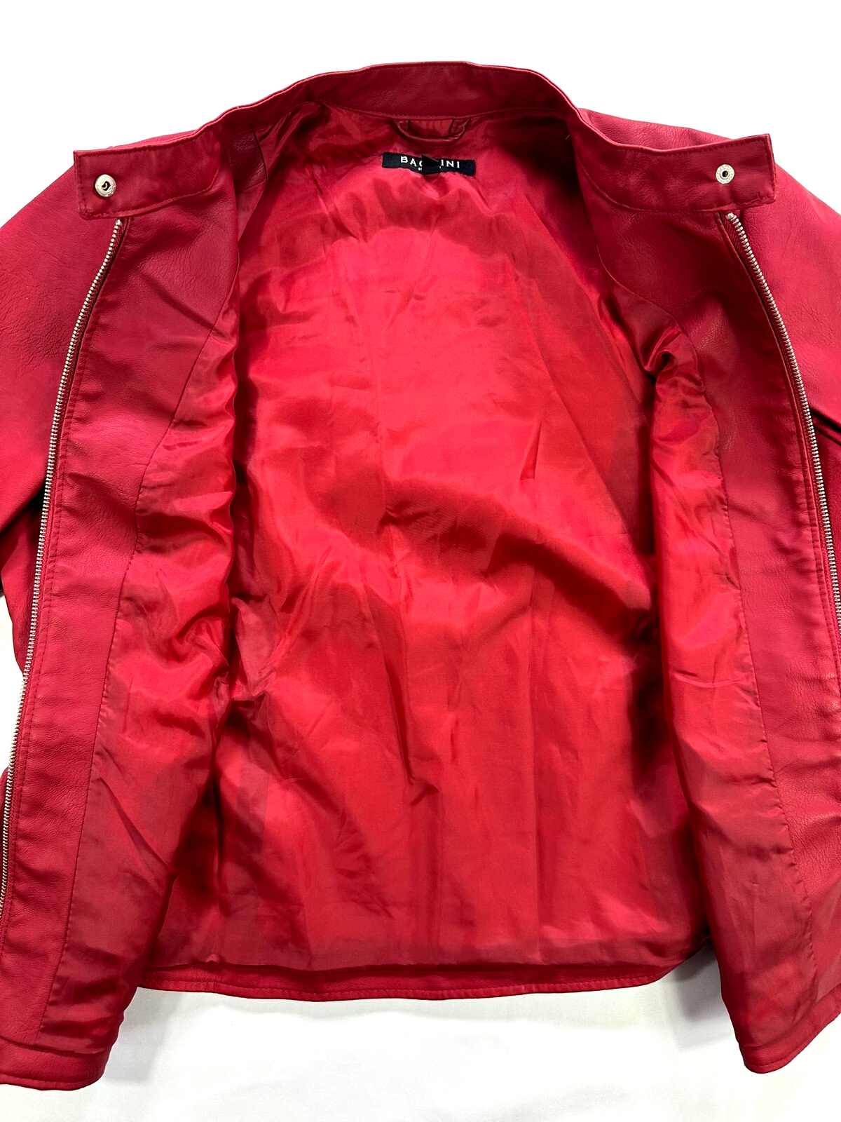 Women's Red Baccini Vegan/ Faux Leather Moto Jacket- Size XL