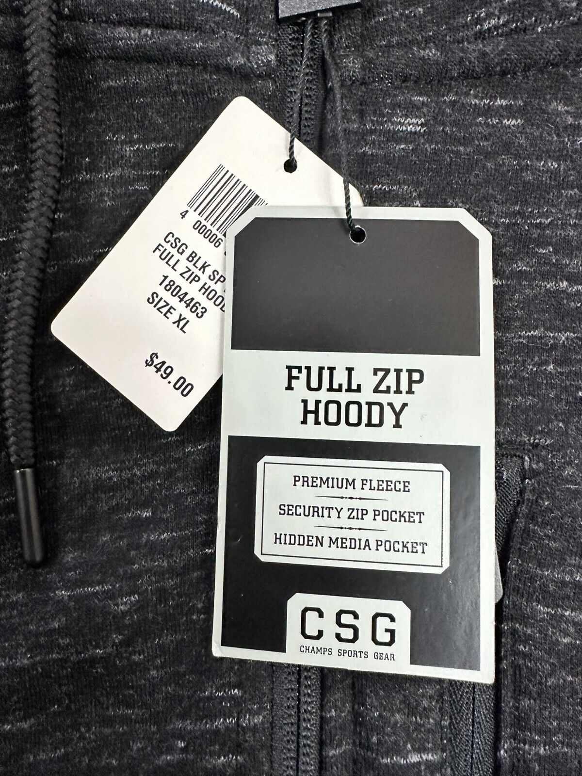 Men's Black Champ's Sporting Goods Zip Hoodie- Size XL