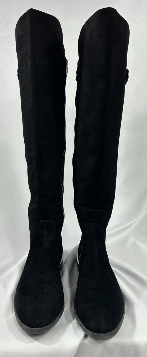 Women's Black Calvin Klein Priscila Kid Suede/Neoprene Knee High Boots Size 9.5