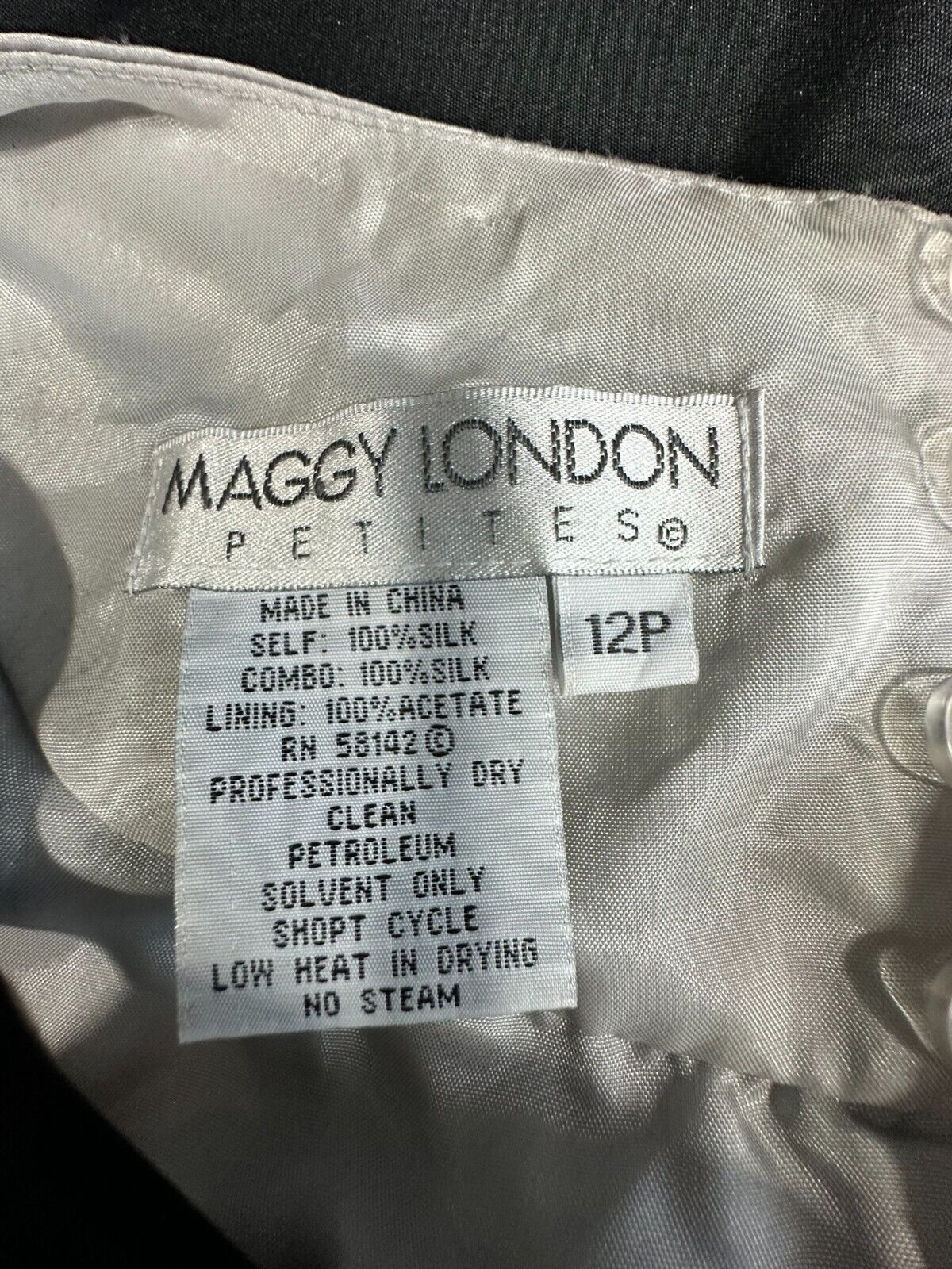 Women's Maggy London Petites Silk Light Grey Dress- Size 12P