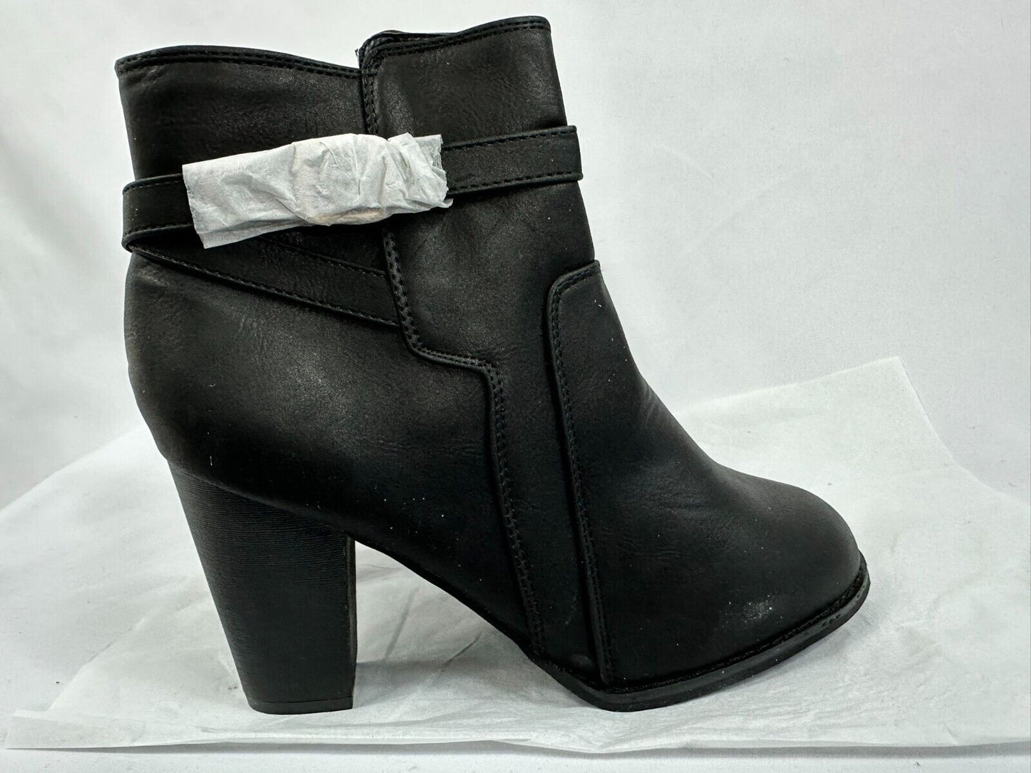 Women's Top Moda Black Zip Up 2.5" Heel Boot- Size 9