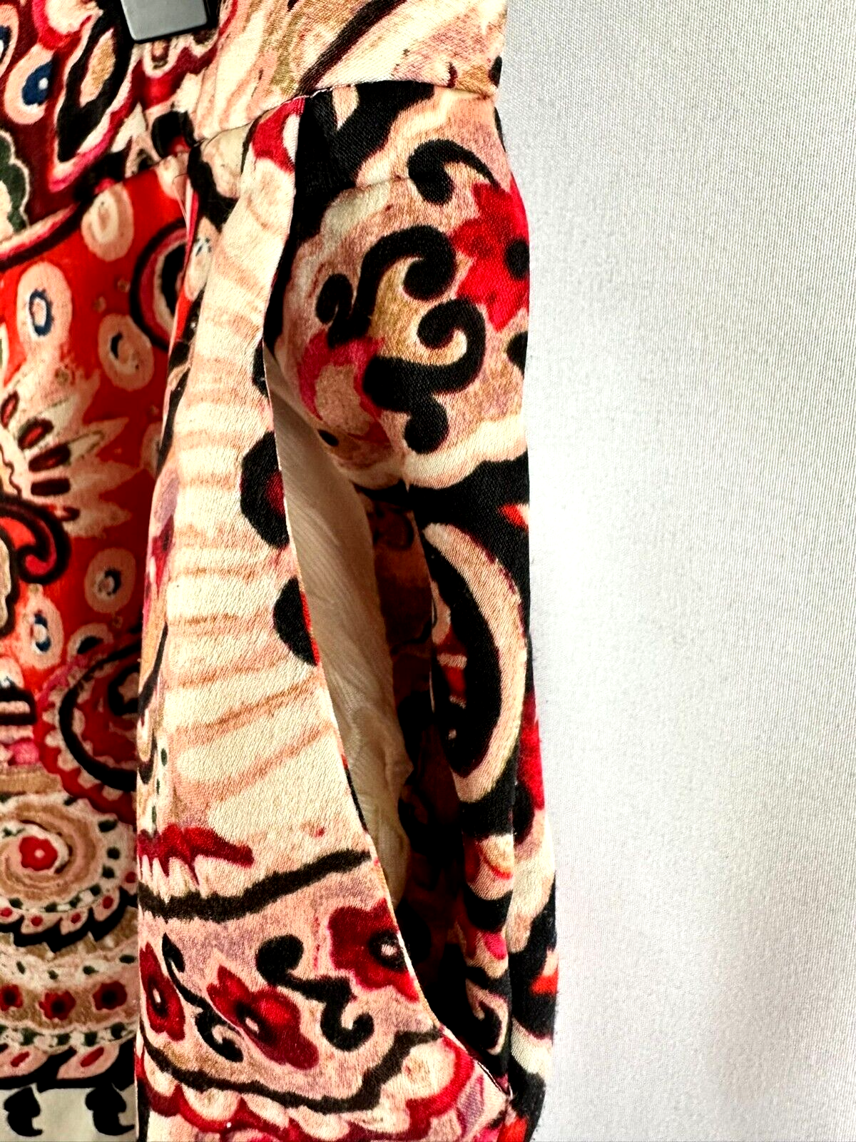 Women's Zara Elastic Waist Printed Satin Feel Pants- Size S