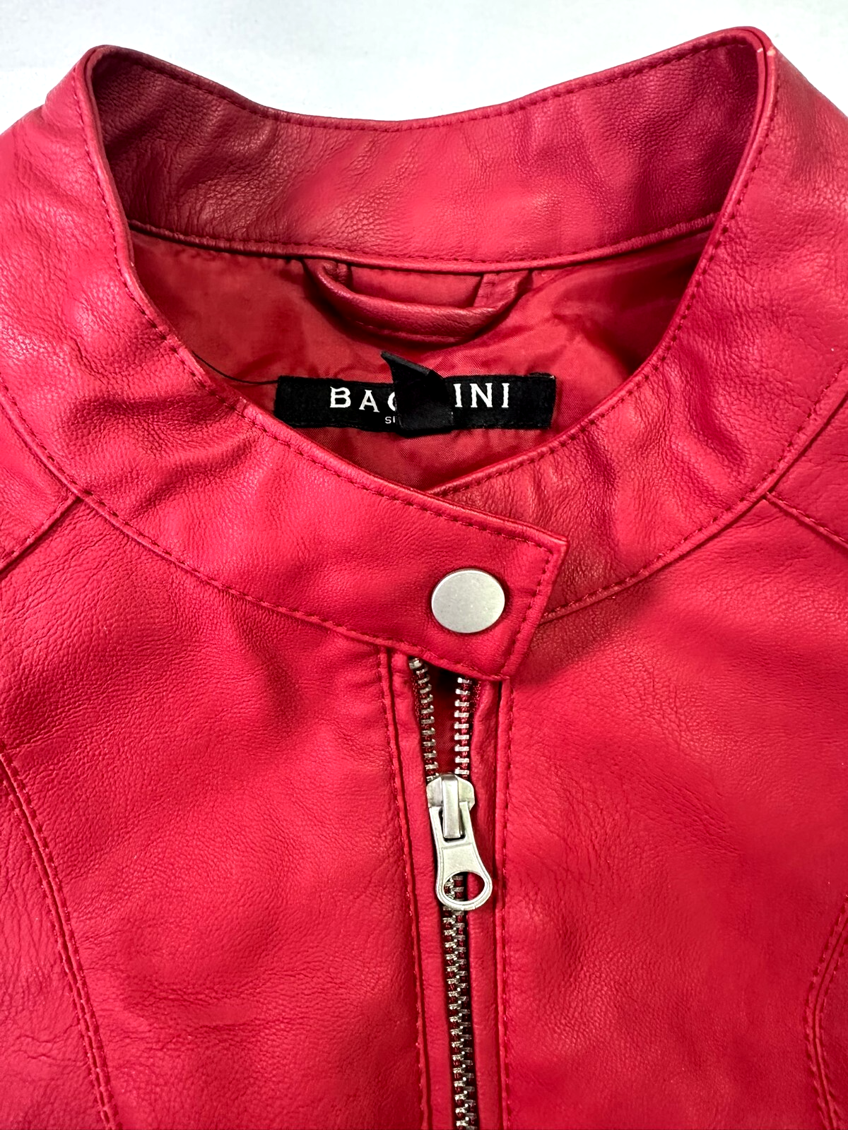 Women's Red Baccini Vegan/ Faux Leather Moto Jacket- Size XL