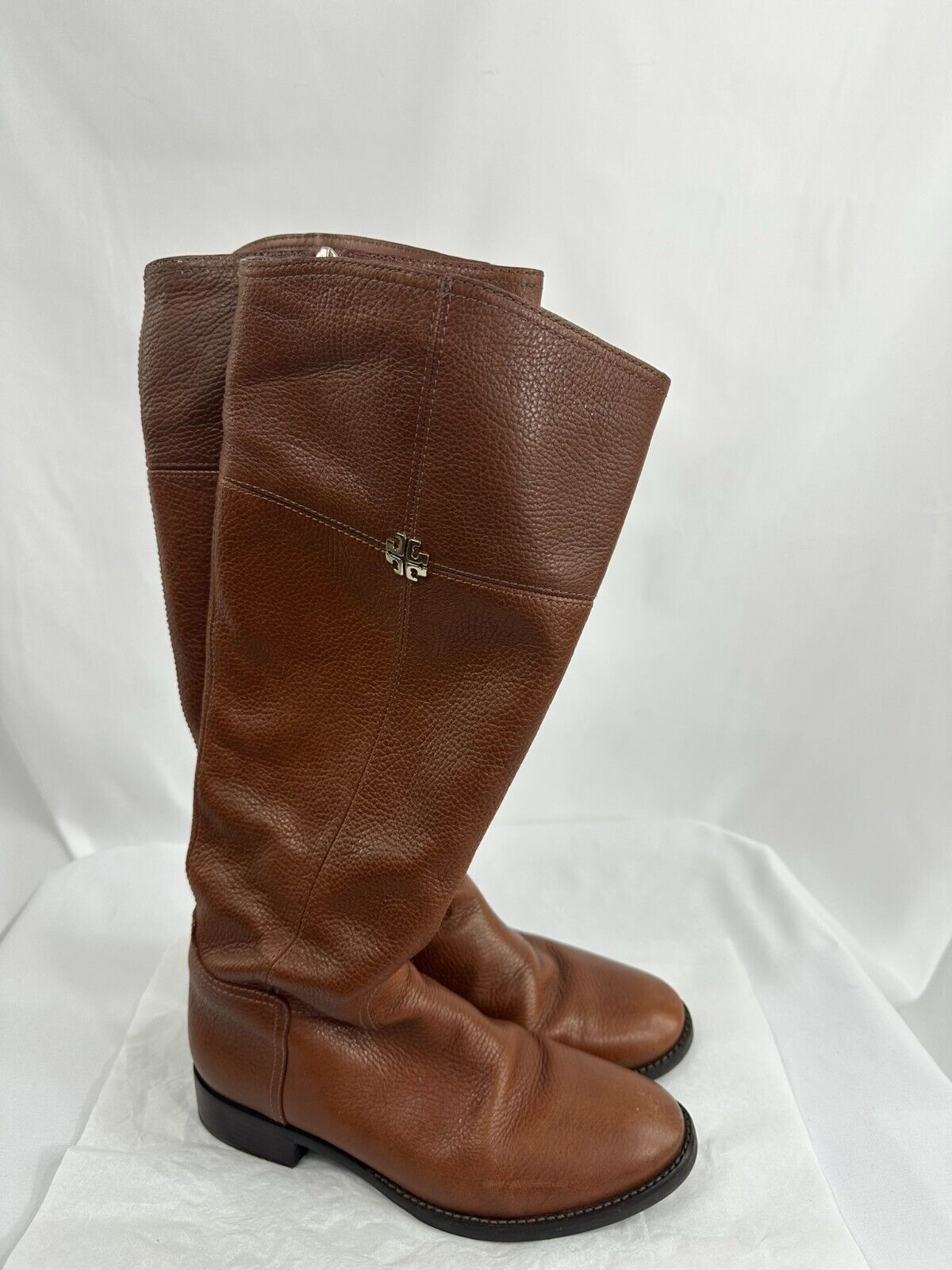 Women's Tory Burch Leather Jolie Riding Boots Rustic Brown - Size 7M
