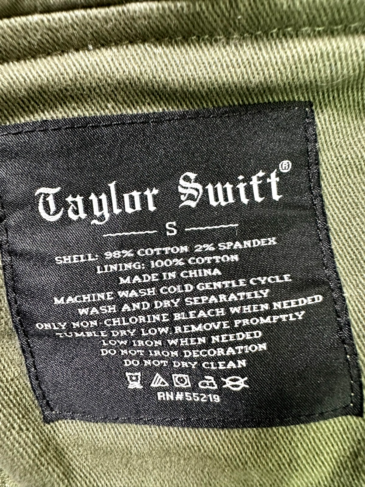 Women's Taylor Swift Reputation Tour Official Green Hooded Army Jacket- Size S
