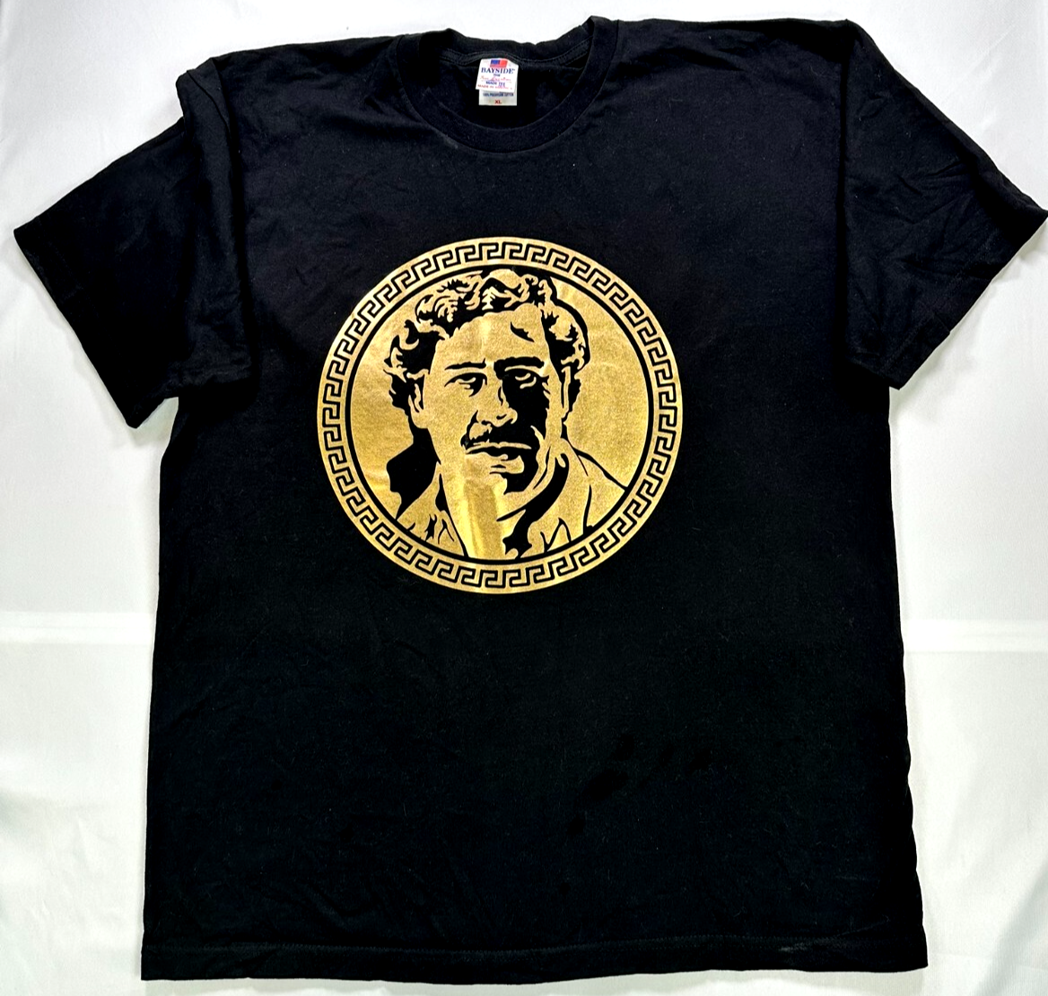 Men's Black & Gold Pablo Escobar Graphic T-Shirt- Size XL