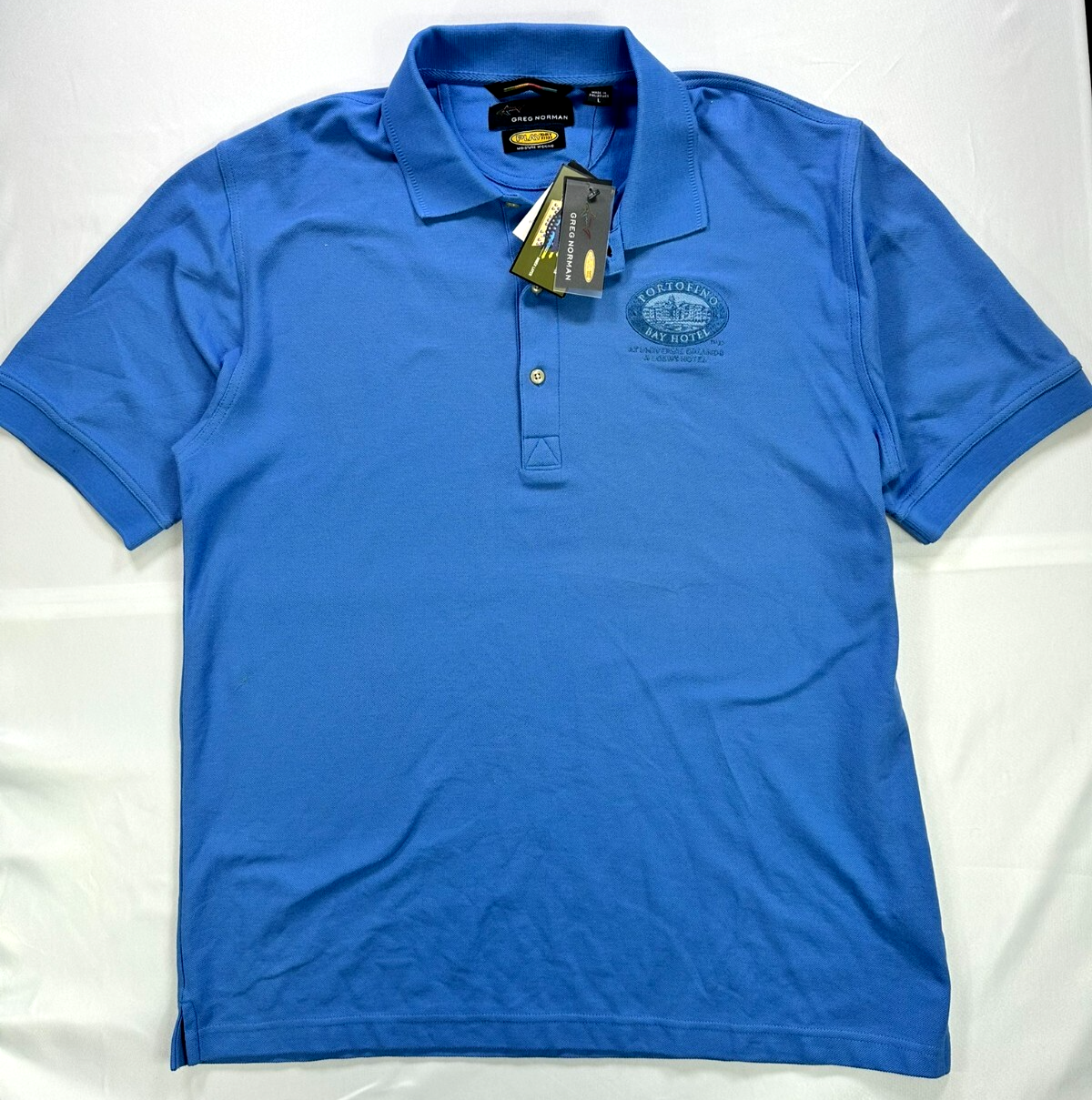Men's Blue Greg Norman Portofino Bay Hotel Orlando FL Golf Polo Shirt- Size L