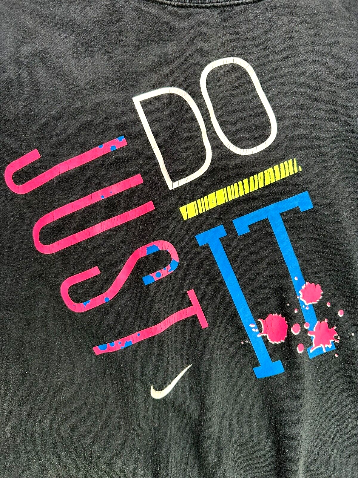 Men's Vintage Nike Black Just Do It Pullover Sweatshirt- Size L