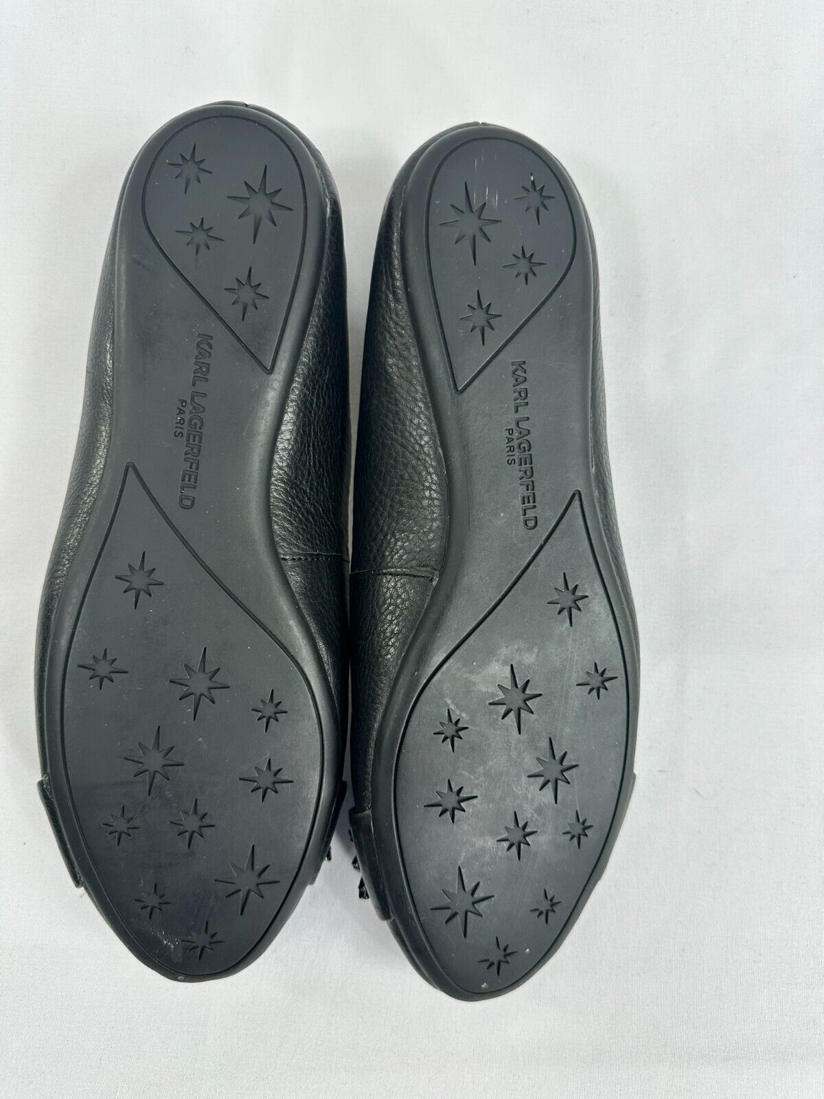 Women's Karl Lagerfeld Black Leather Viola Flats- Size 7.5M