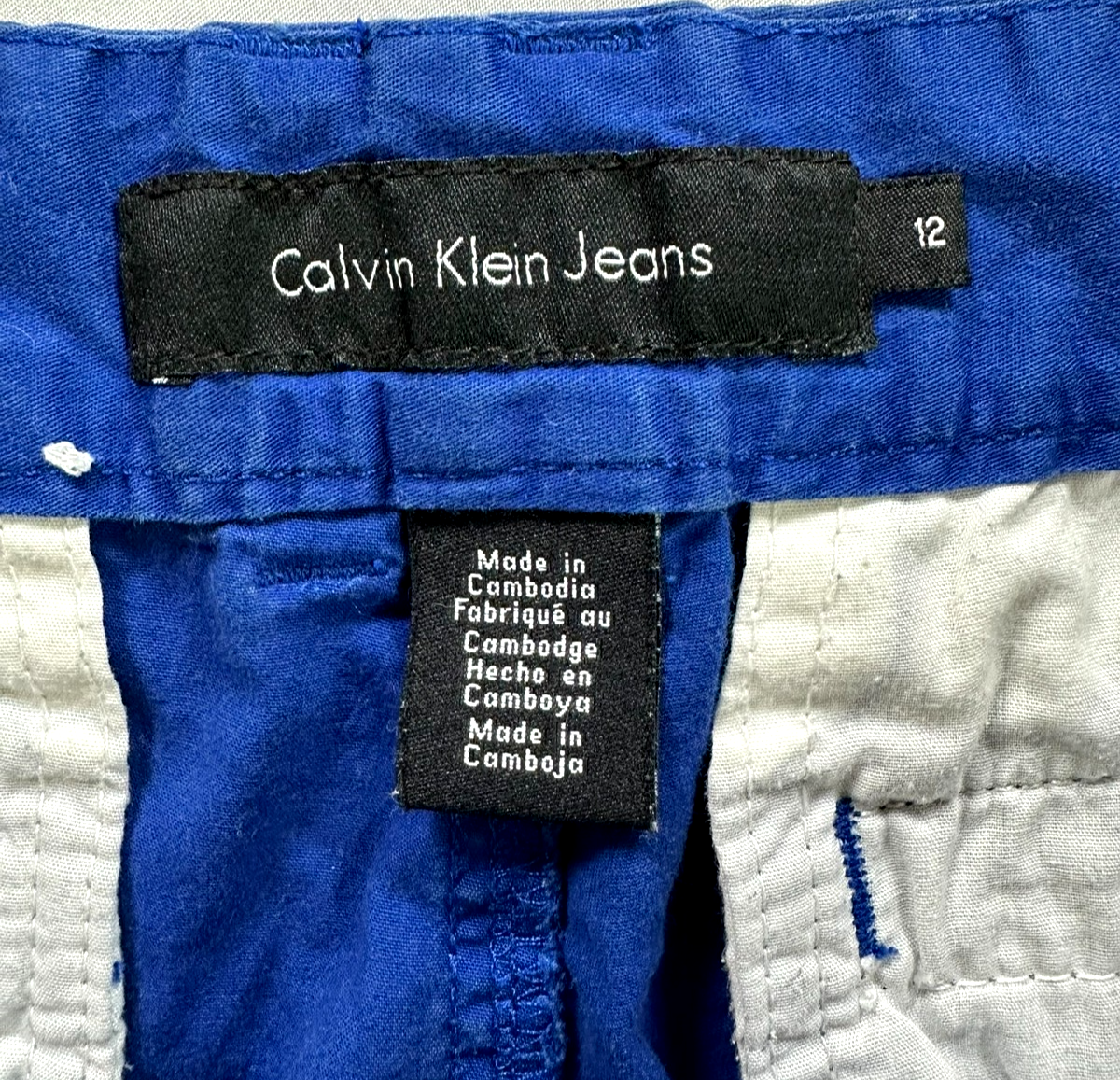 Women's Calvin Klein Jeans Blue Cotton Mid-Rise Chino Mini Shorts - Size 12