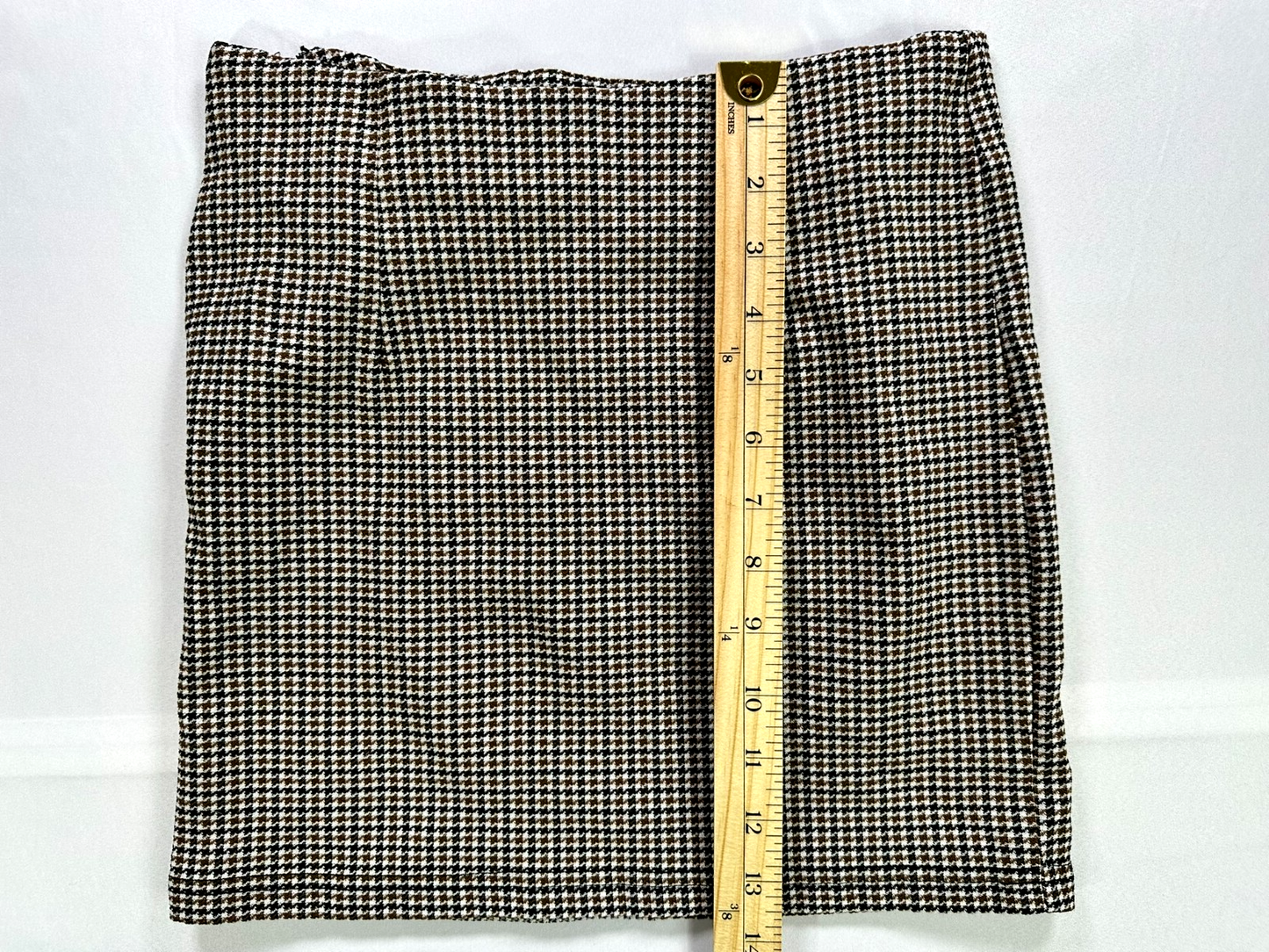 Women's Brown & Black Shein Houndstooth Stretch Mini Skirt- Size XS