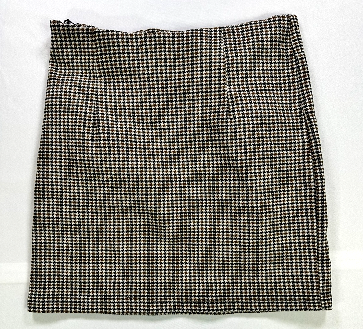 Women's Brown & Black Shein Houndstooth Stretch Mini Skirt- Size XS
