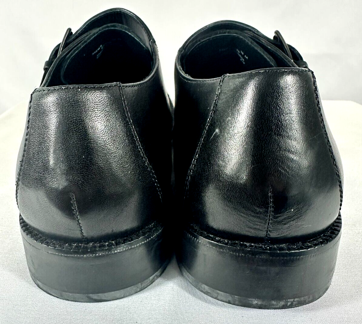 Men's Cole Haan Black Leather Monk Strap Single Buckle Shoes- Size 10