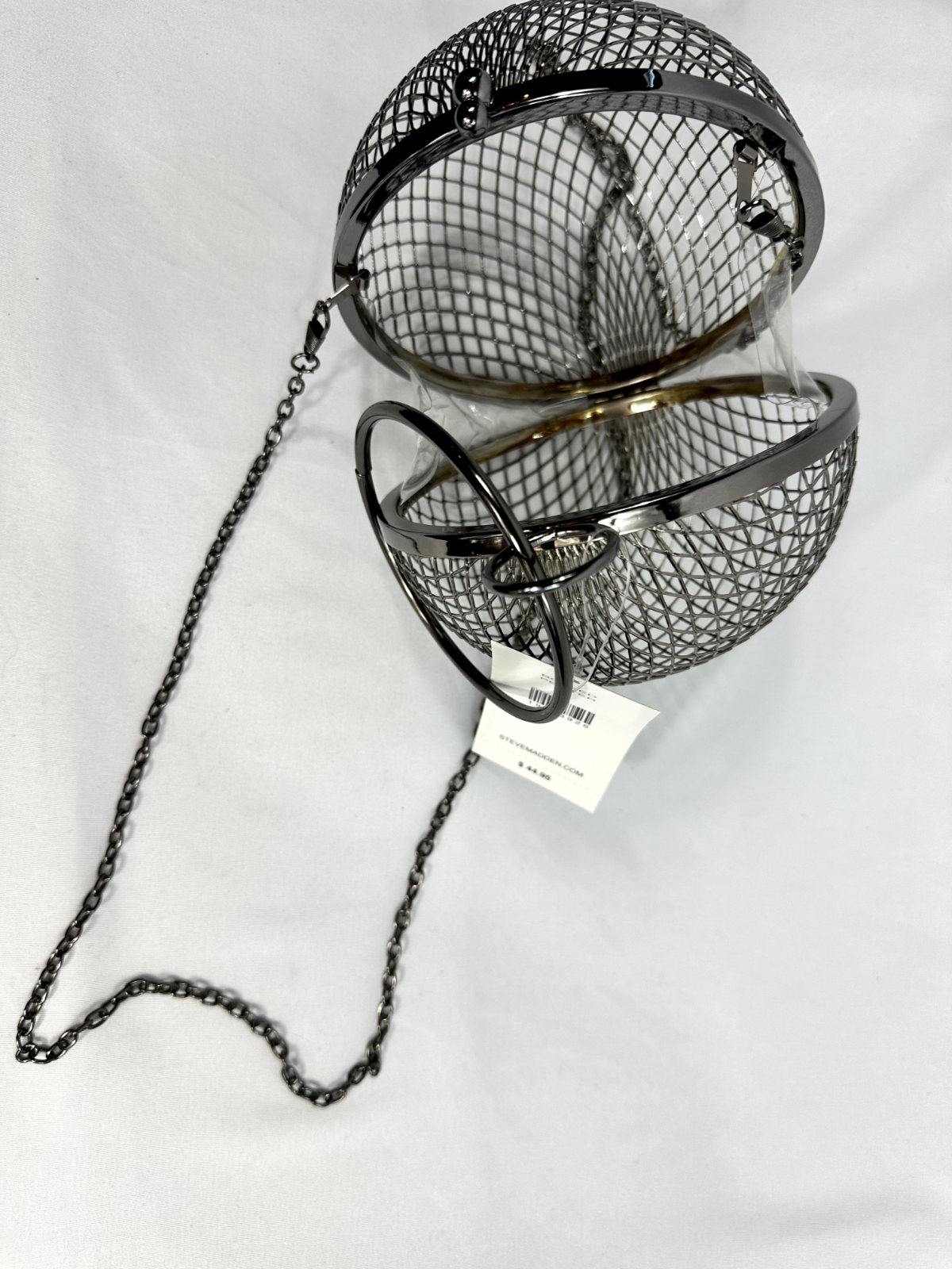 Steve Madden BCaged Pewter Mesh Ball Purse