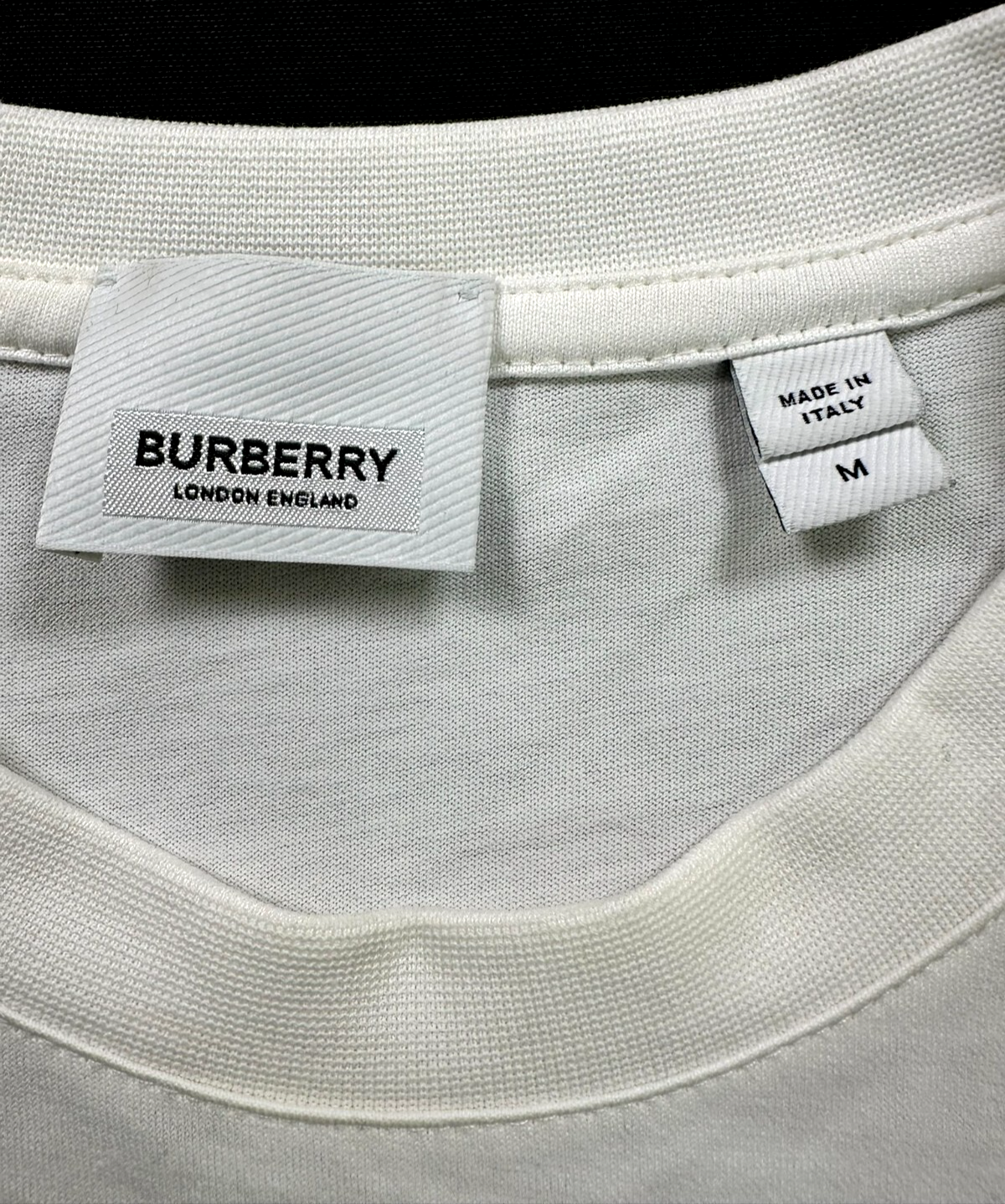 Men's Burberry White Swan Print Long Sleeve Cot Out T-Shirt- Size M (Oversized)