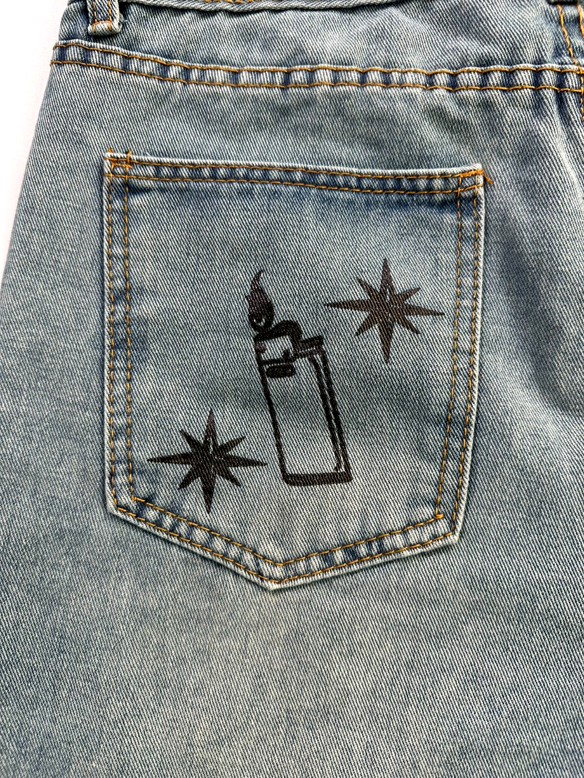 Men's Y2K Style Wide Leg Jorts Loose Fit Jean Shorts- Size 29