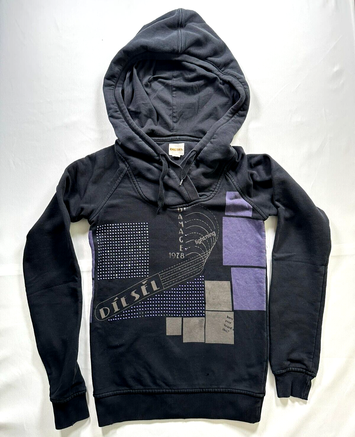 Women's Vintage Black Diesel Damage 1978 Sweatshirt- Size XXS