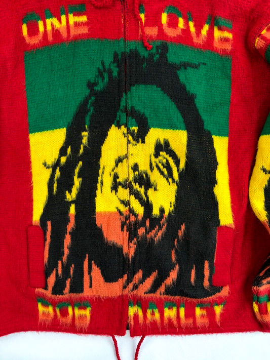 Men's Bob Marley Knit Zip Hooded Jacket VINTAGE RARE- Size XL