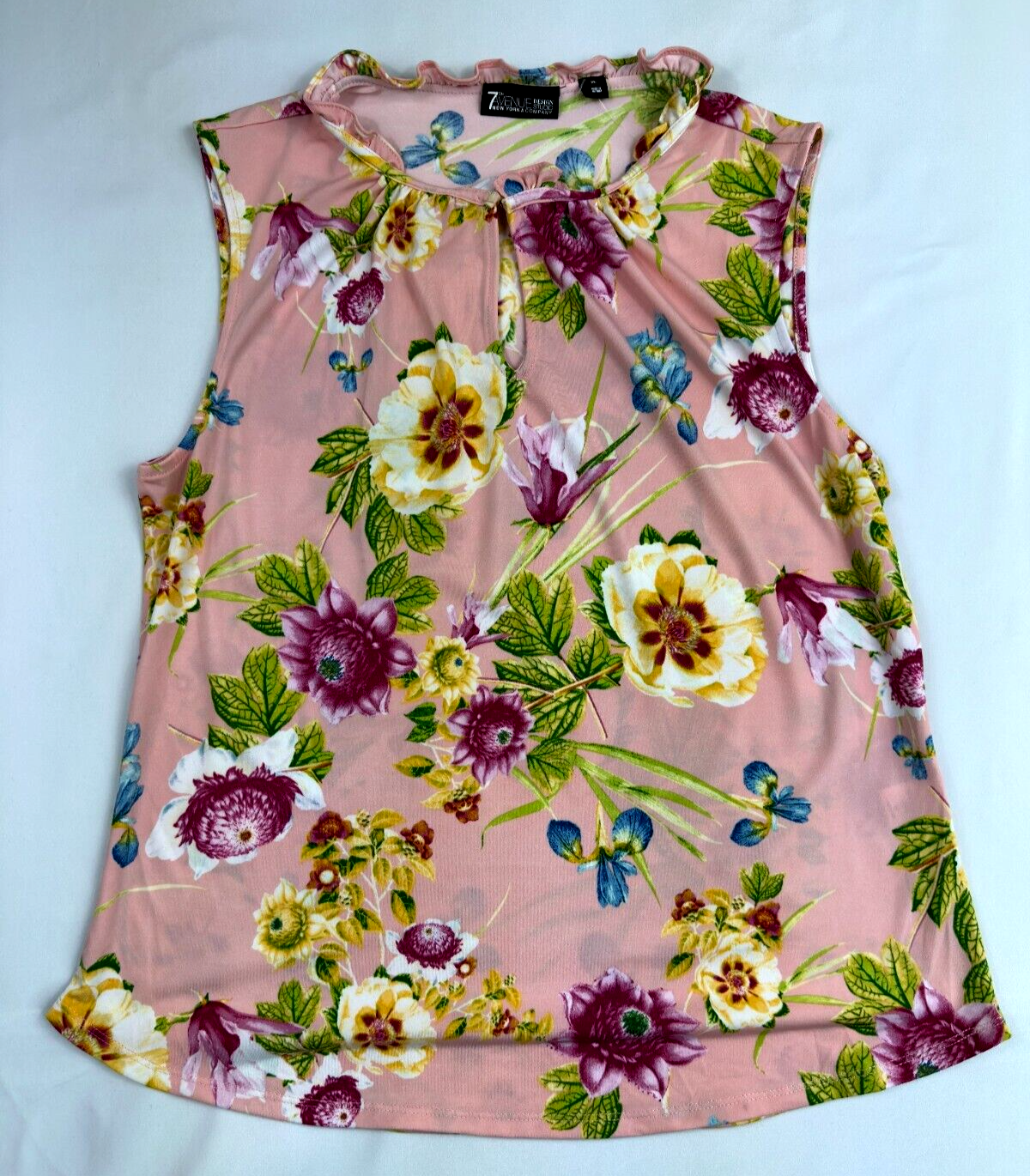 Women's New York & Company Sleeveless Pink Floral Blouse- Size XL