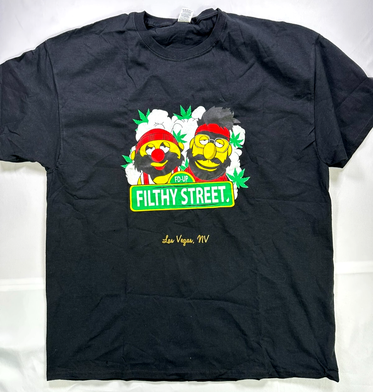 Men's Black Burt & Ernie As Cheech & Chong "Filthy Street" T-Shirt- Size XL