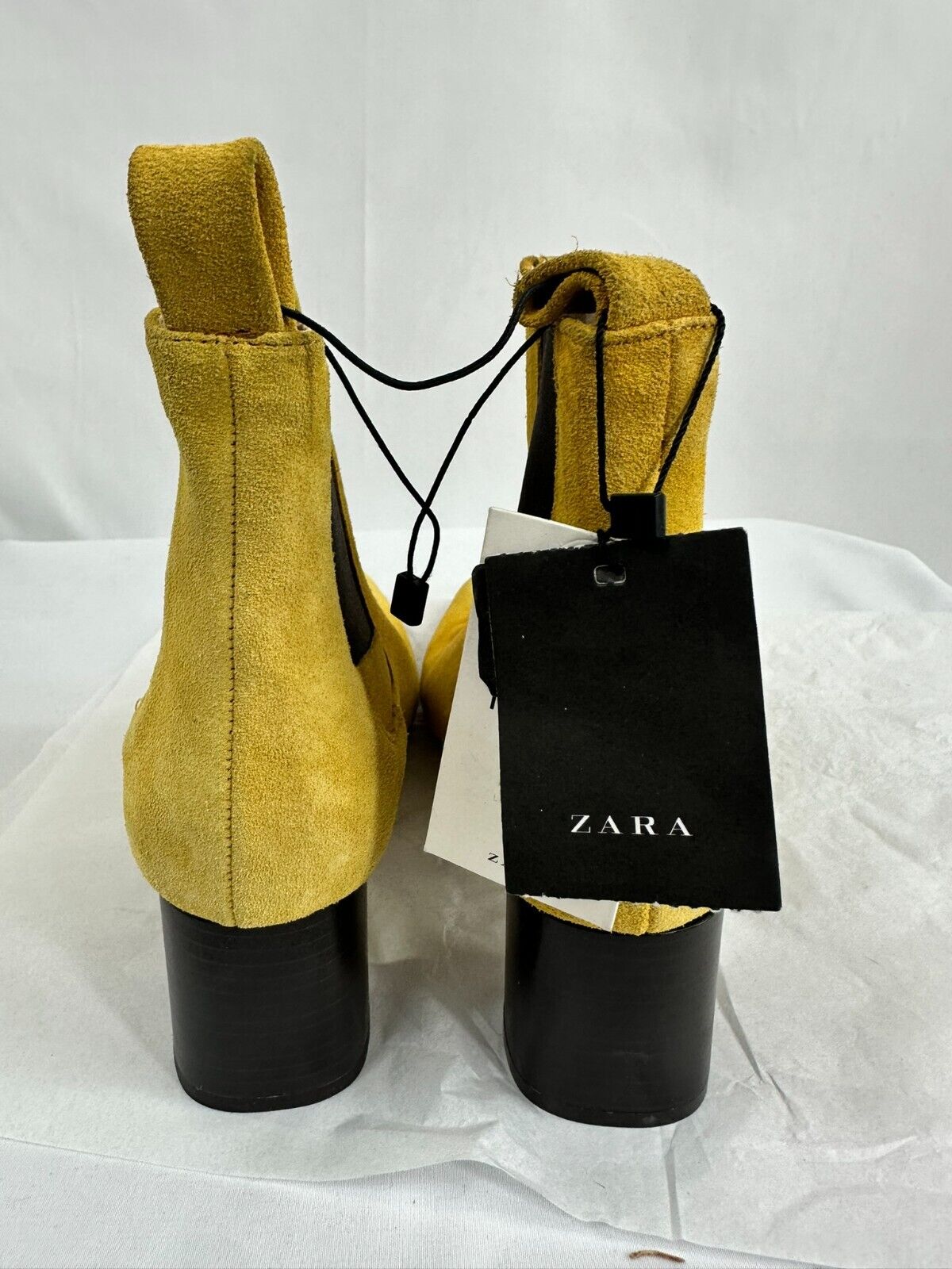 Women's Zara Leather Yellow Ankle Boots- Size 7.5