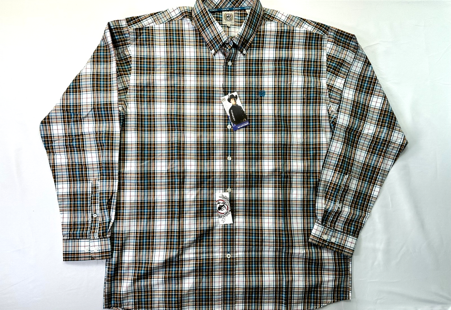 Men's Cinch Western Plaid Cotton Button Up Long Sleeve Shirt- Size XL