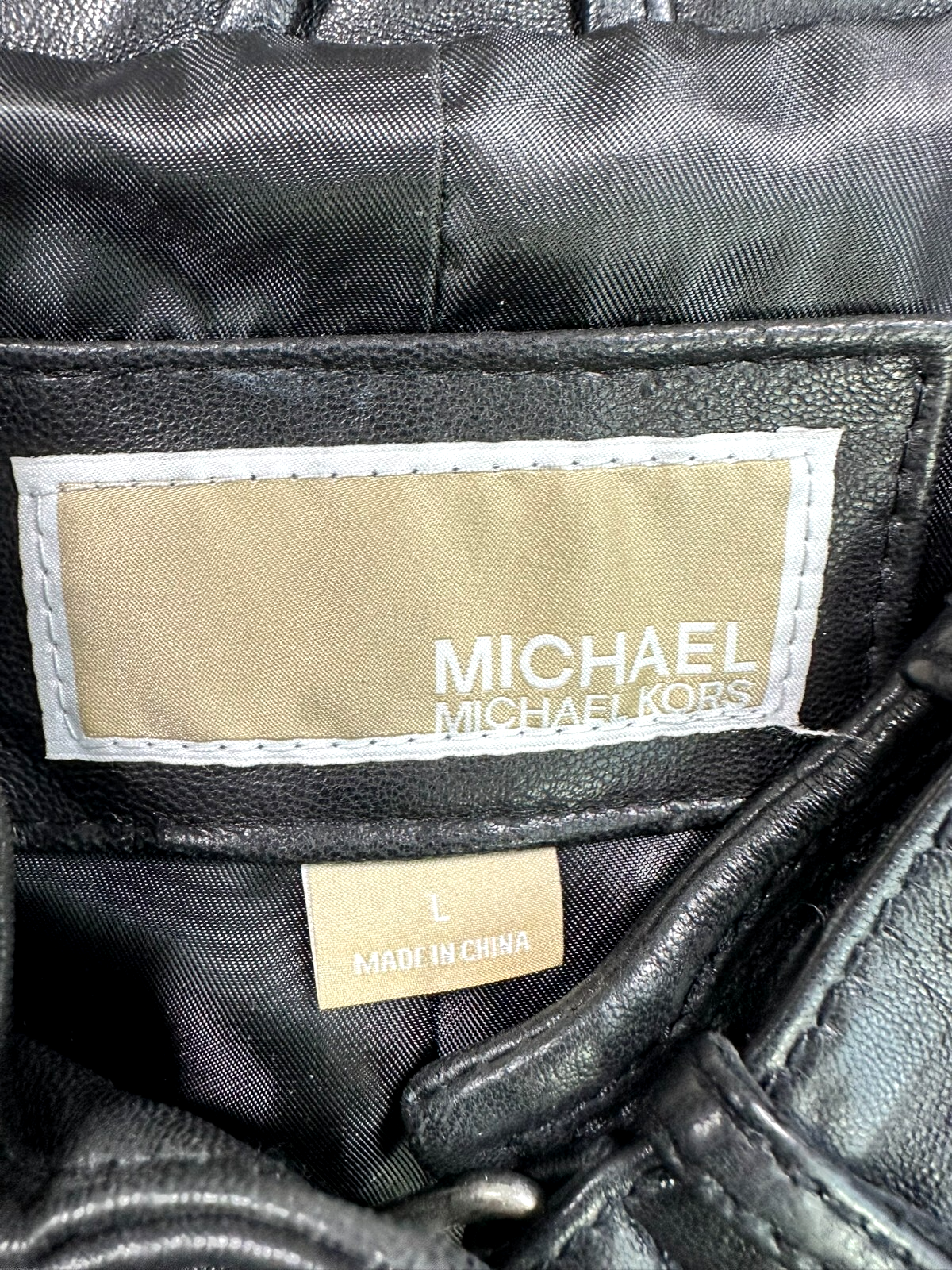 Women's Michael Kors Black Leather Motorcycle Jacket- Size L