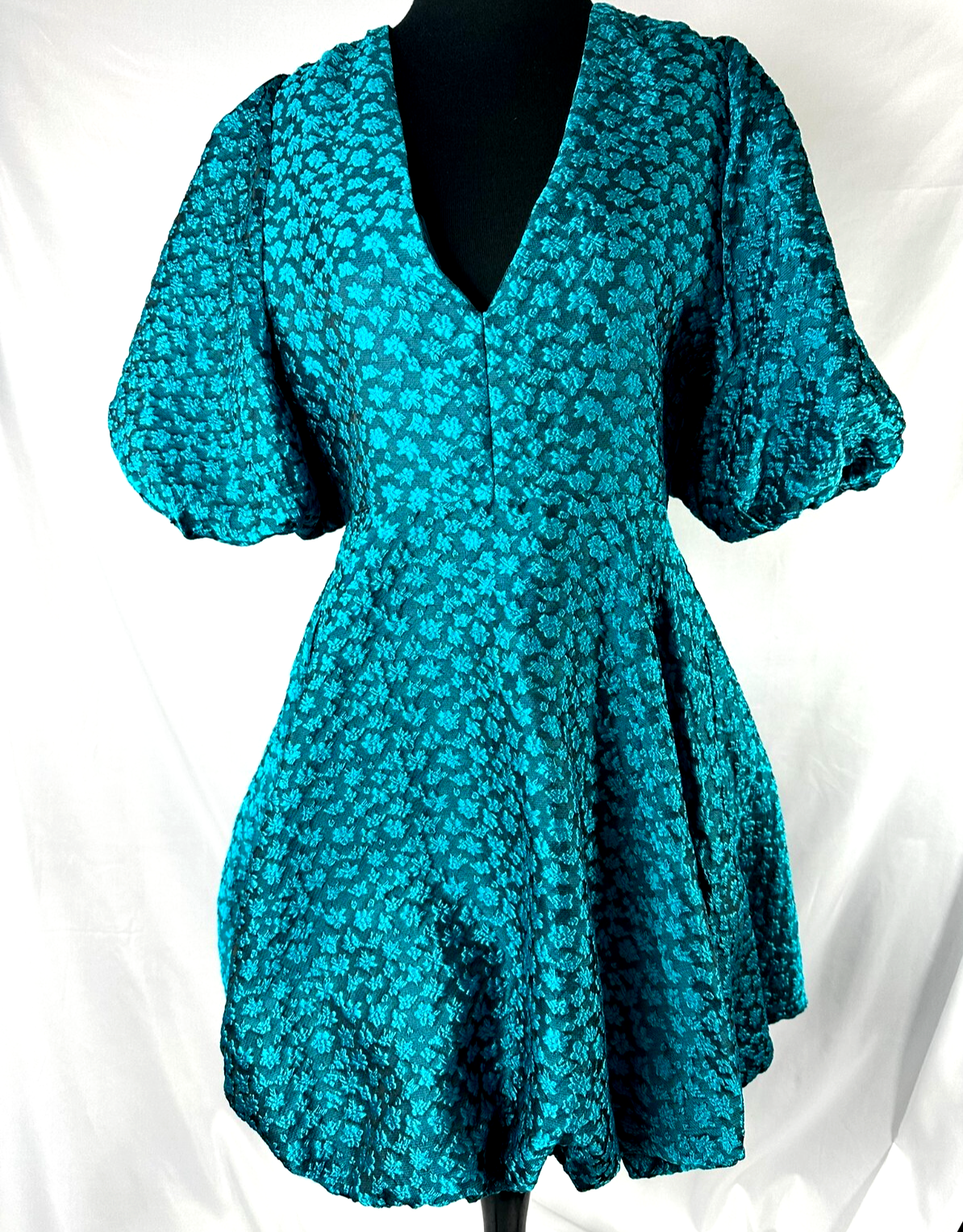Women's Blue Amanda Uprichard New York Floral Bubble Mini Dress-Size M