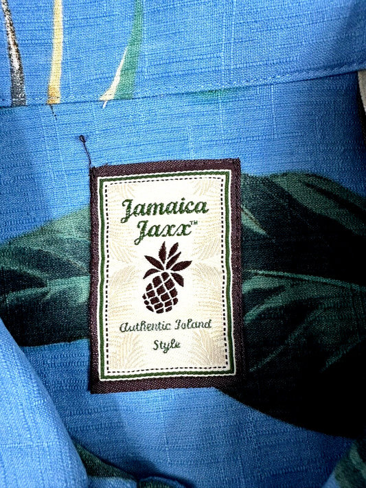 Men's Jamaican Jaxx Short Sleeve 100% Silk Hawaiian Shirt- Size M