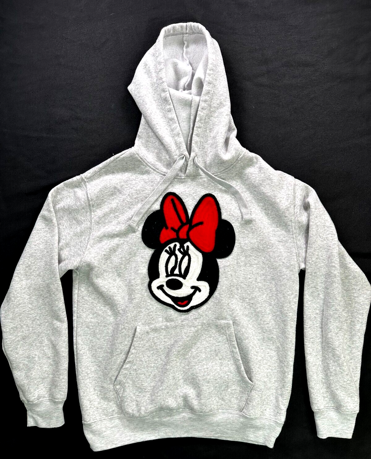 Women's Gray Disney Minnie Mouse Embroidered Hoodie- Size S