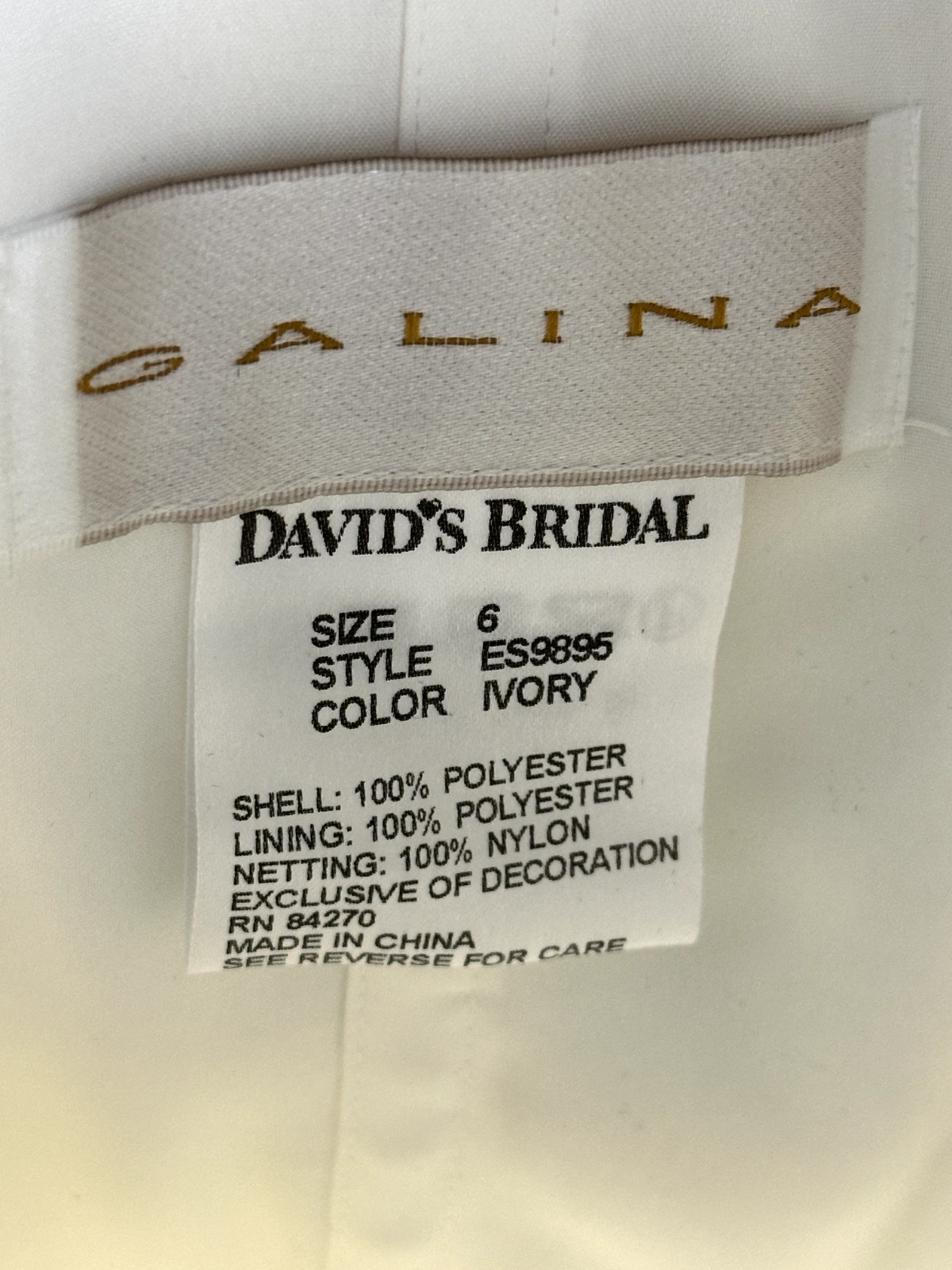 Women's Galina Tea Length Wedding Dress- Ivory ES9895 Size 6