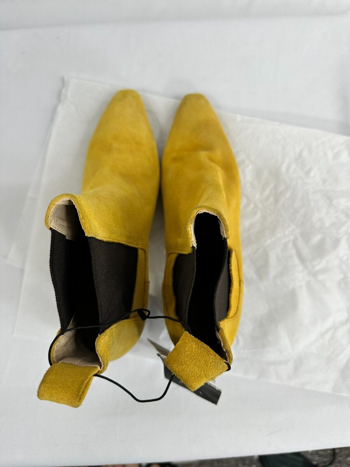 Women's Zara Leather Yellow Ankle Boots- Size 7.5