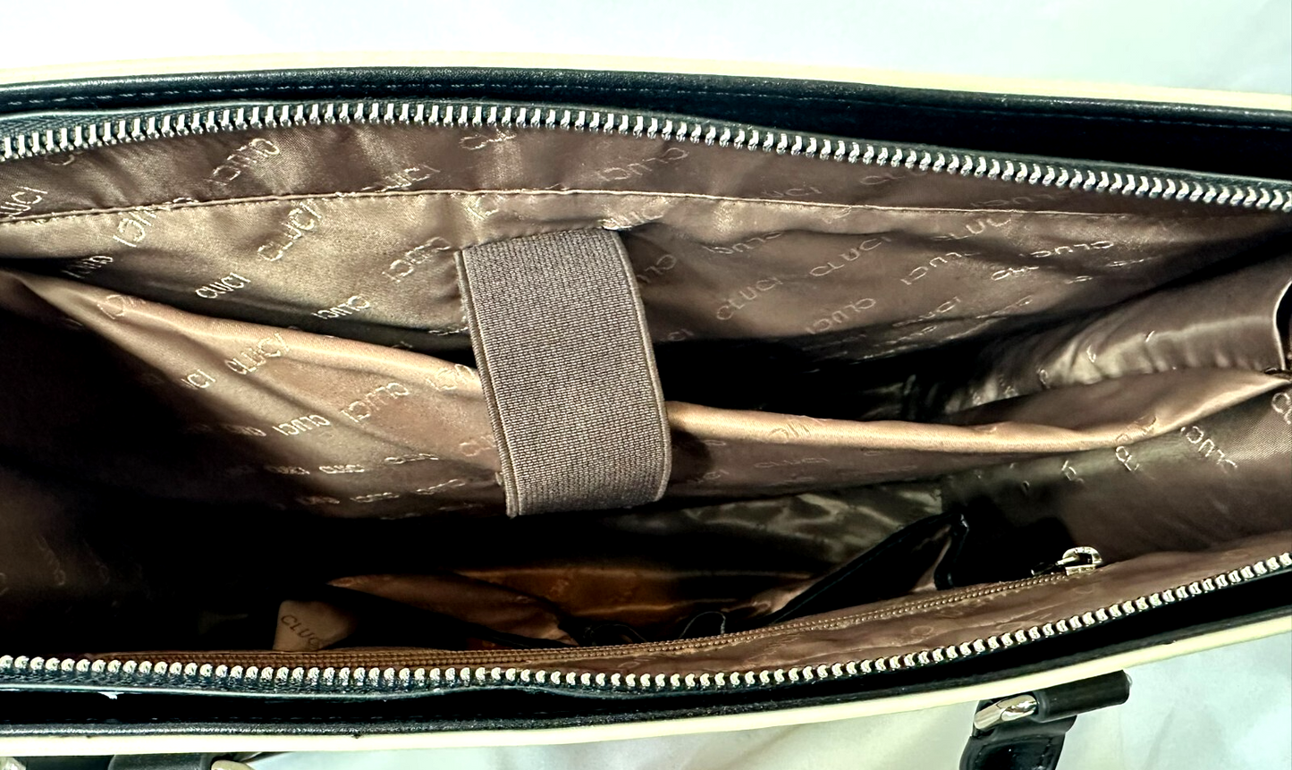 Women's Cluci Briefcase Oil Wax Leather 15.6" Laptop Business Large Shoulder Bag