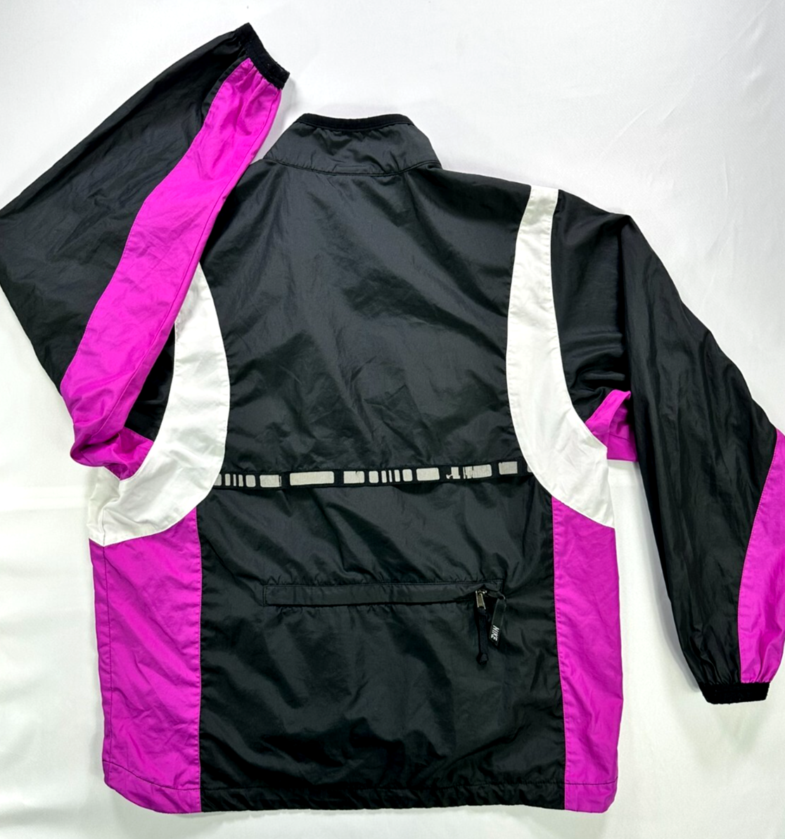 Women's Vintage 1980s Black, Purple & White Nike Running Windbreaker- Size M