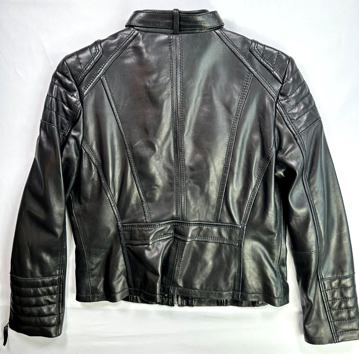 Women's Michael Kors Black Leather Motorcycle Jacket- Size L
