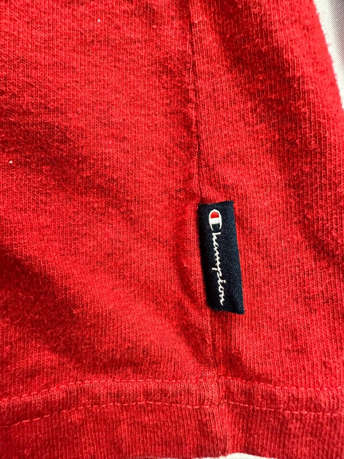 Men's Vintage Champion Red Lightweight Hoodie- Size L