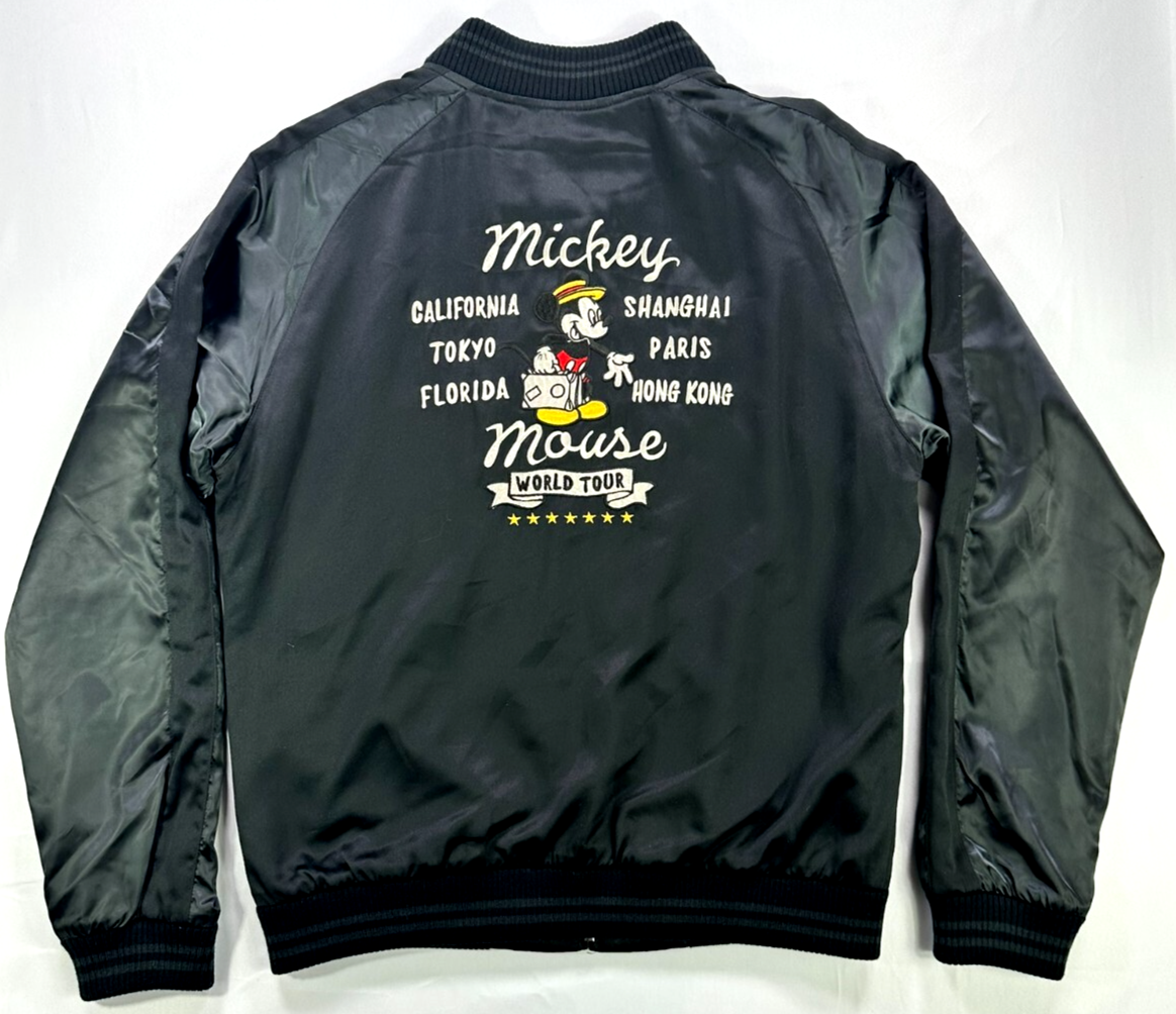 Disney Uniqlo Japan Embroidered Mickey Mouse World Tour Satin Jacket- Size S